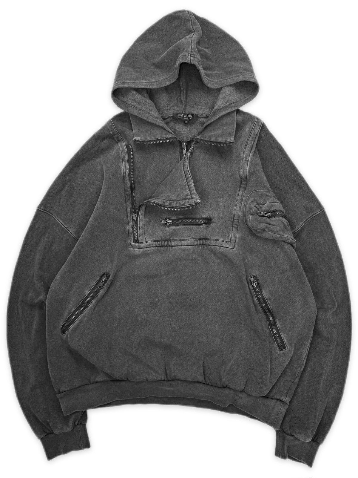 Raf Simons AW04 Raf Simons ‘Waves’ Multi Pocket Charcoal Cargo Hoodie Size US S / EU 44-46 / 1 - 1 Thumbnail