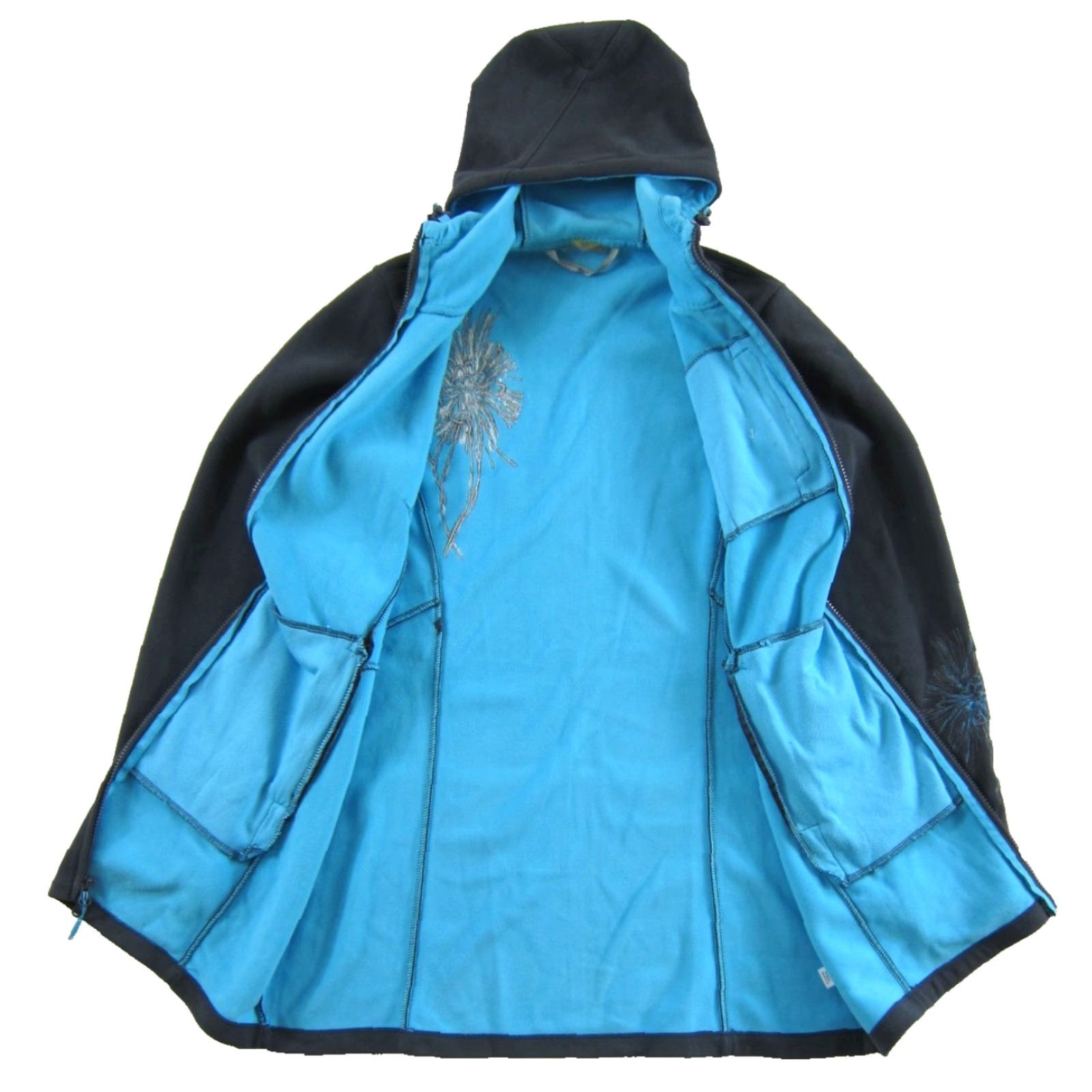 Athleta Athleta Coat Shirt M Womens Trench Blue Floral Embroidered Long Hooded Full Zip Size M / US 6-8 / IT 42-44 - 3 Thumbnail