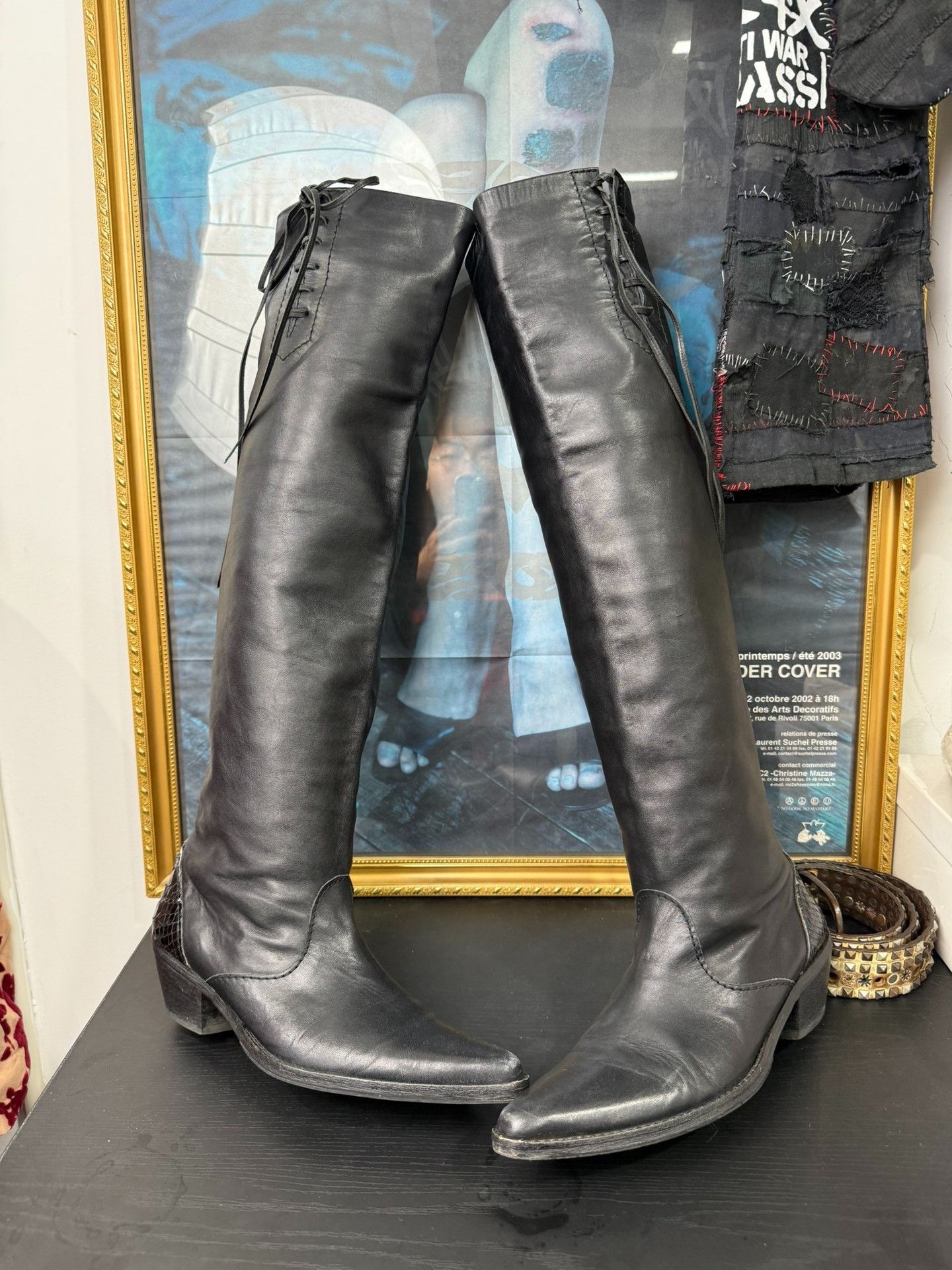 Junya Watanabe Junya Wantanabe Snake Skin Patchwork High-Top Pointed Boots Size US 7 / EU 40 - 1 Thumbnail