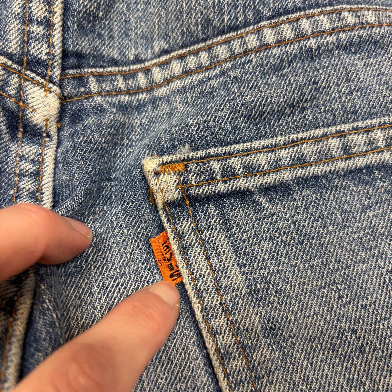 Levi's × Vintage VTG 80s Levi's 505 Orange Tab Raw Hem Jeans 34x32 Made USA Size US 34 / EU 50 - 5 Thumbnail