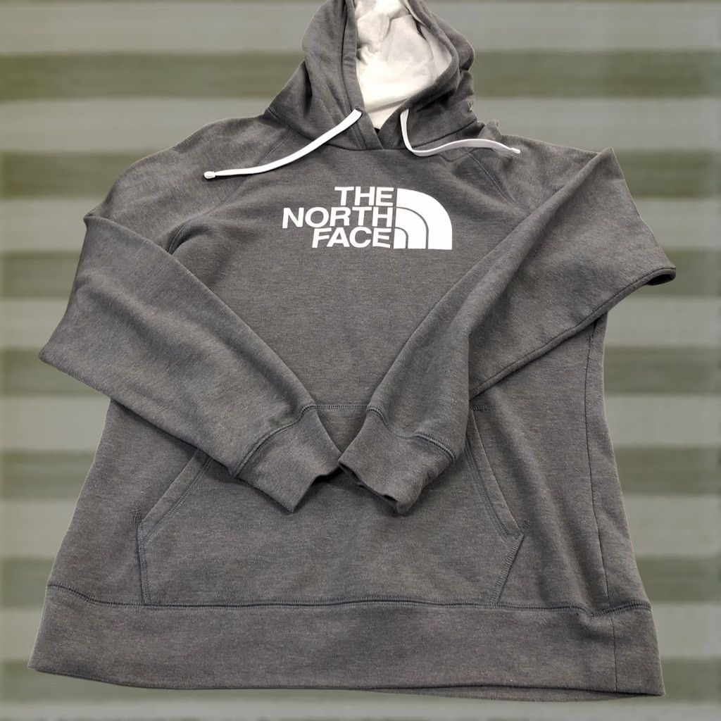 The North Face The North Face Spell Out Womens Large Gray Pullover Hoodie Sweater, The North Face, Hoodie, Women, Large, Gray, Pullover, Fleece, Activewear, 90s? Size L / US 10 / IT 46 - 1 Thumbnail