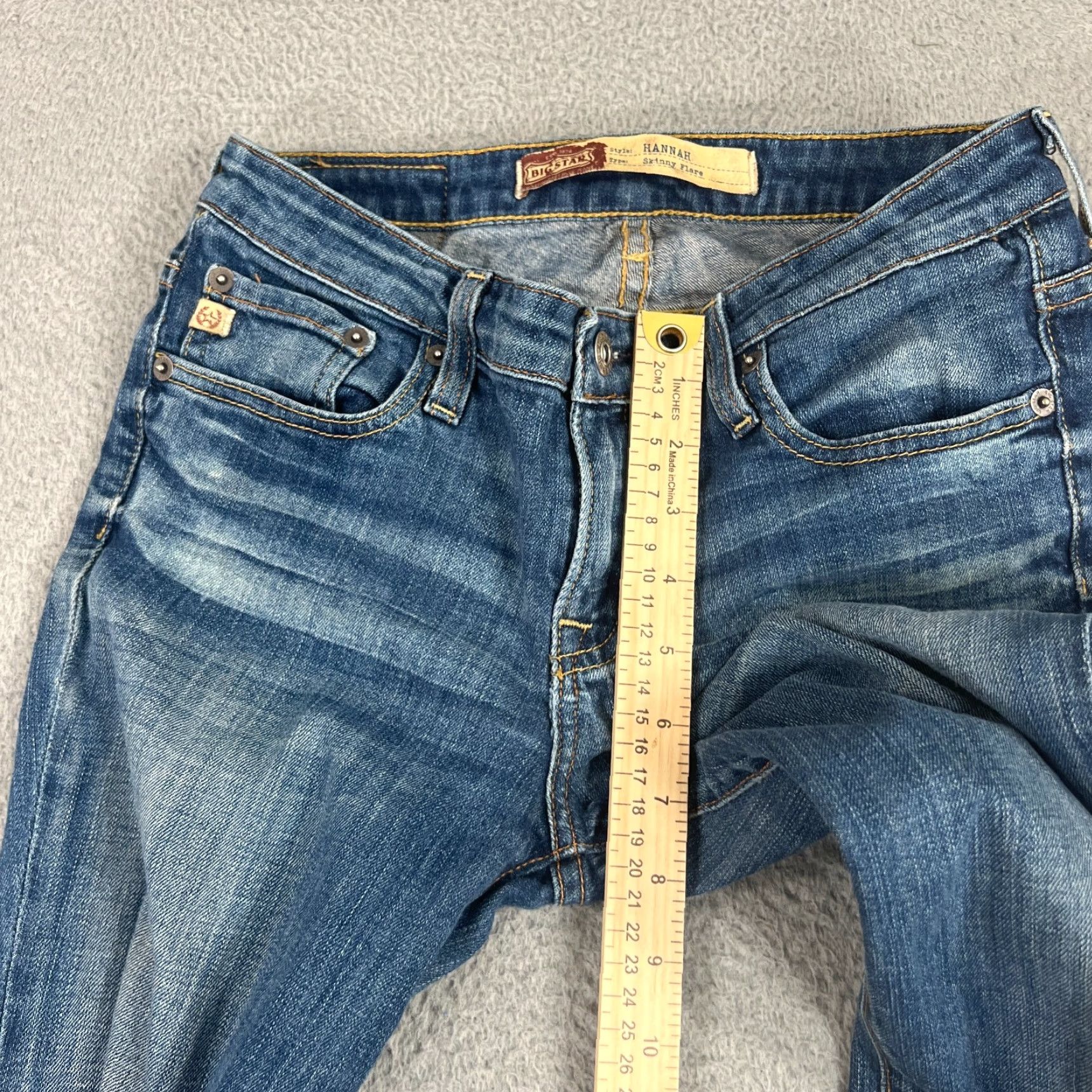 Vintage VINTAGE BIG STAR Women’s Skinny Flare Jeans Size 28 Medium Wash Blue Embroidered Stars Size 28" / US 6 / IT 42 - 4 Thumbnail