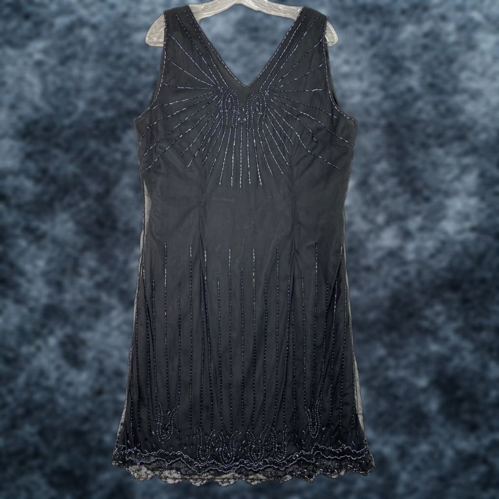 Vintage VINTAGE Phool Dress XL Black Beaded Overlay Lined Party 50's Retro Look Eveningwear Sheath Nylon NYLON NEW! Size XL / US 12-14 / IT 48-50 - 1 Thumbnail
