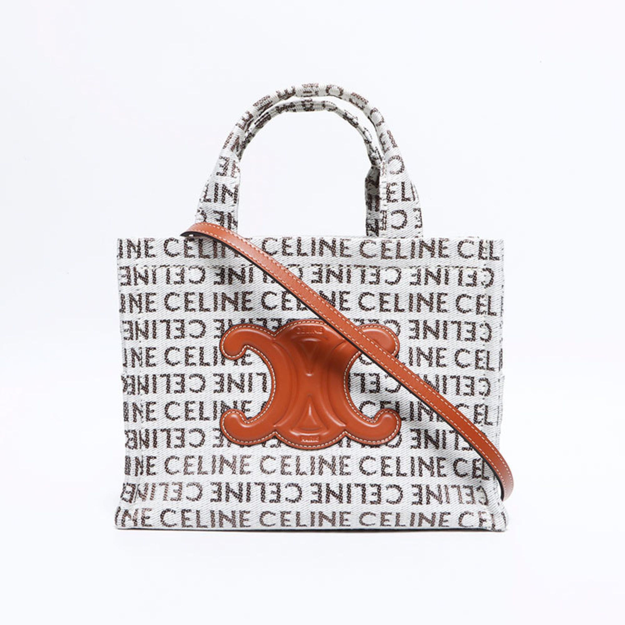 Celine Celine Logo 2-Way Small Cabas Thais Textile Handbag, Gray, WS12621 Size ONE SIZE - 1 Thumbnail