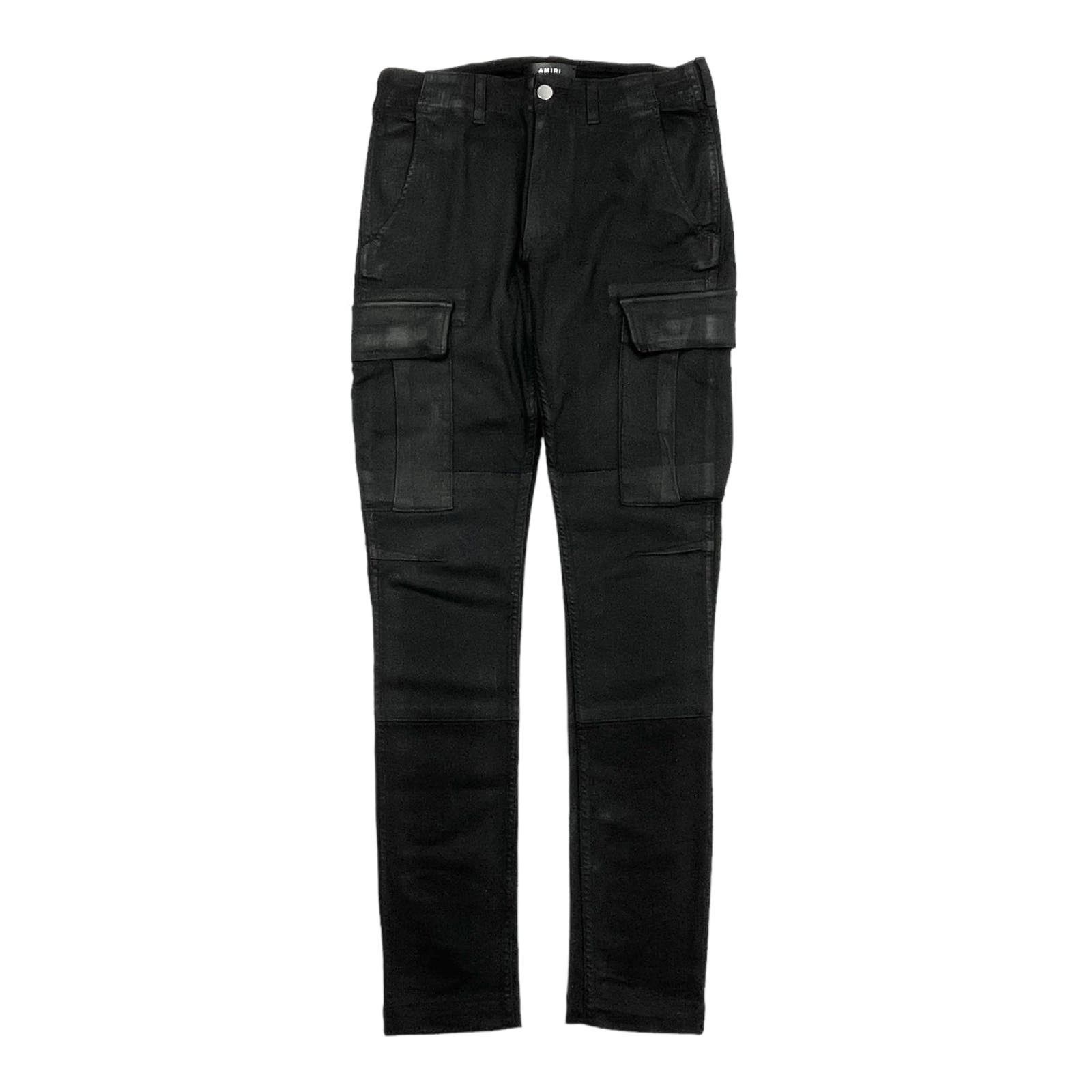 image of Amiri Waxed Cargo Pants Black, Men's (Size 36)