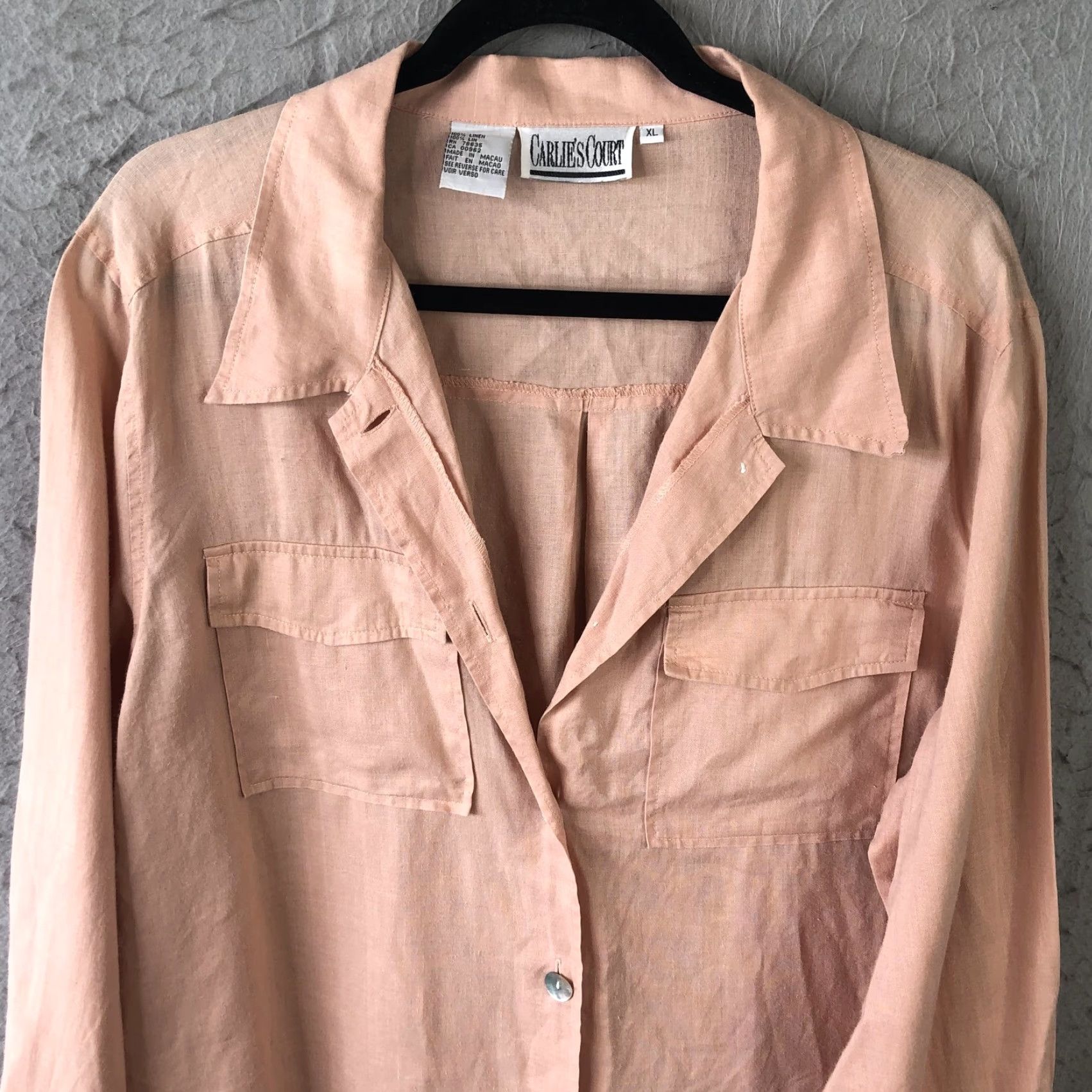 Pinko Carlie's Court Shirt Womens XL Pink 100% Linen Button Front Tunic Top Beachy Linen Casual Beachwear Long Sleeve Collared Button-Up Size XL / US 12-14 / IT 48-50 - 5 Thumbnail