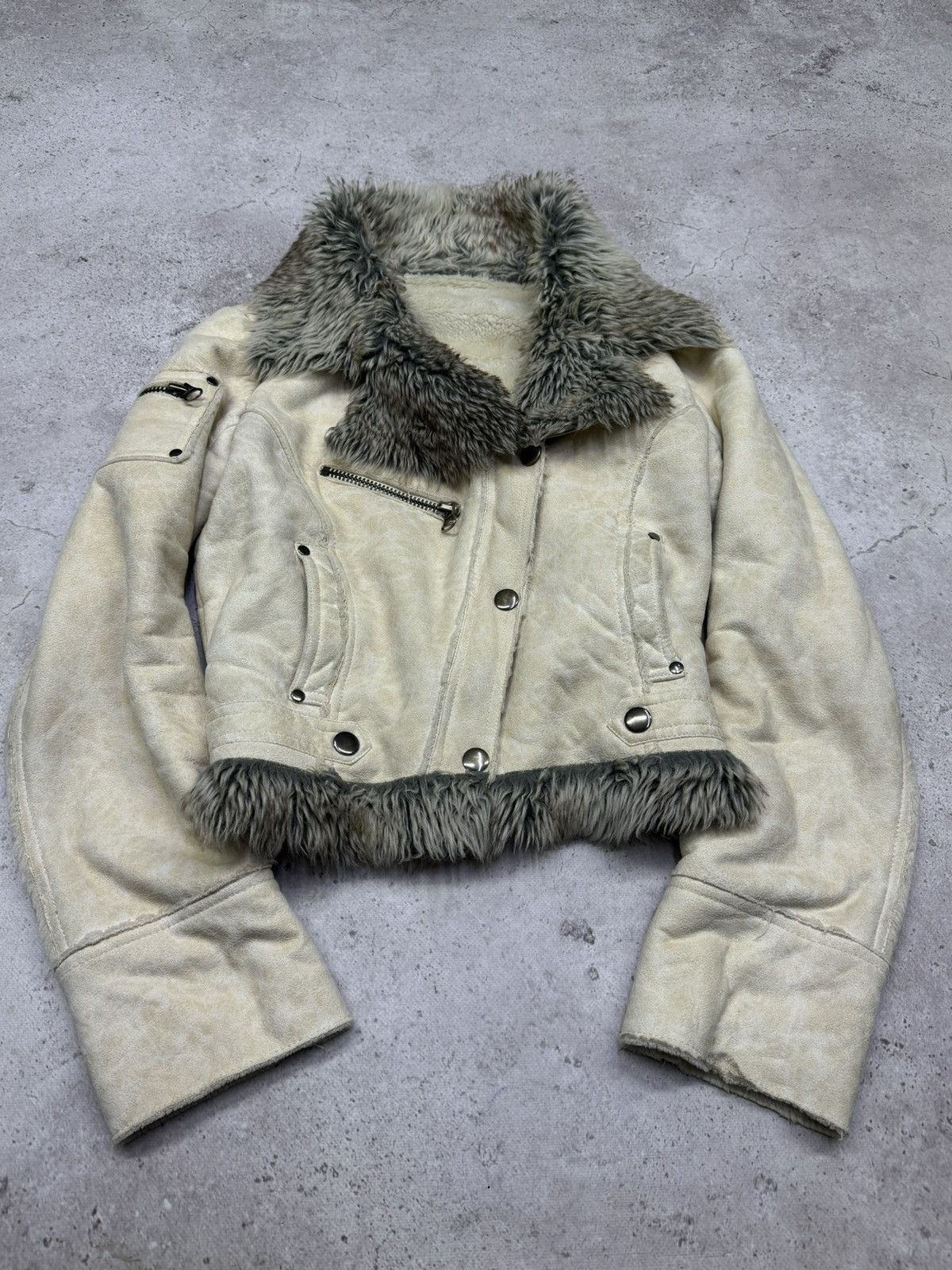 Japanese Brand Vintage 00s Marble Fur/Suede Cropped Rick OwensStyle Jacket Size US S / EU 44-46 / 1 - 7 Thumbnail