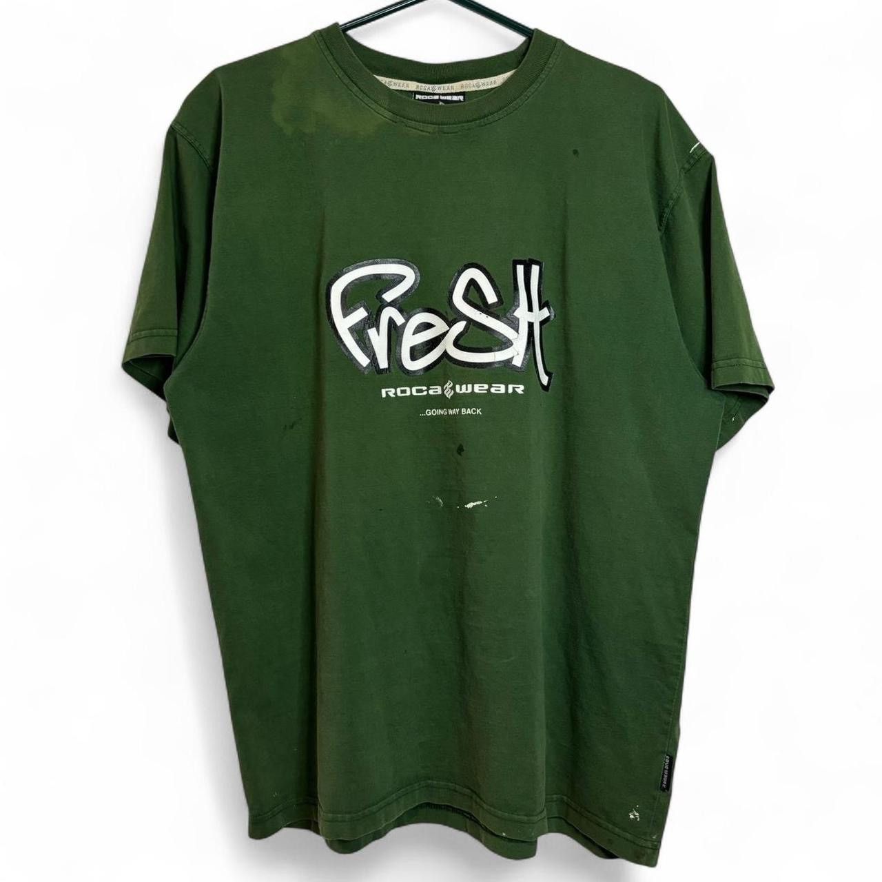 Rocawear × Vintage Vintage Y2K Rocawear Trashed Faded Green Fresh Graphic Tee Size US XL / EU 56 / 4 - 1 Thumbnail