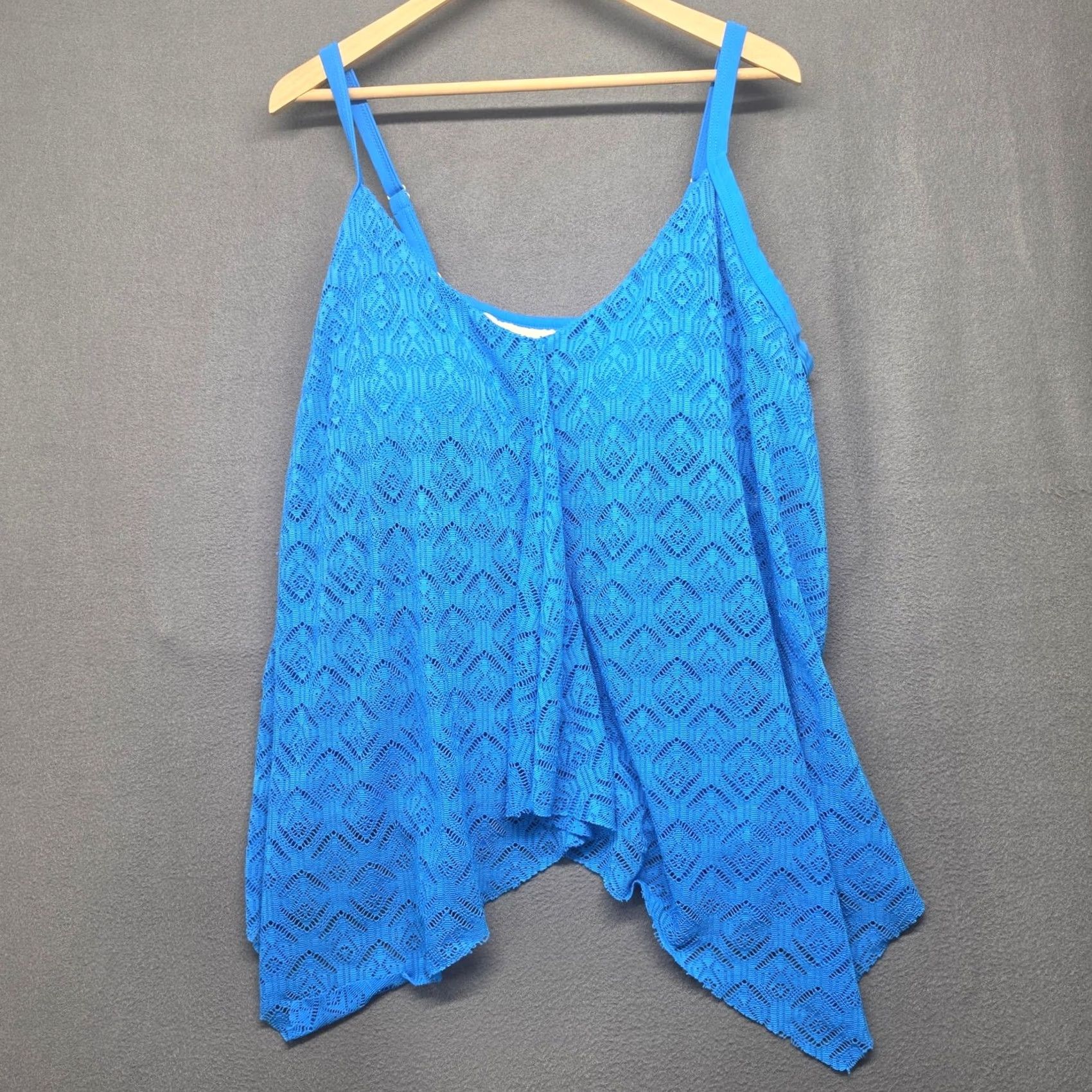 Vintage Swim Suits For All Womens 26 Plus Size Blue Tankini Top Swimwear Size 4XL / US 24-26 - 2 Thumbnail