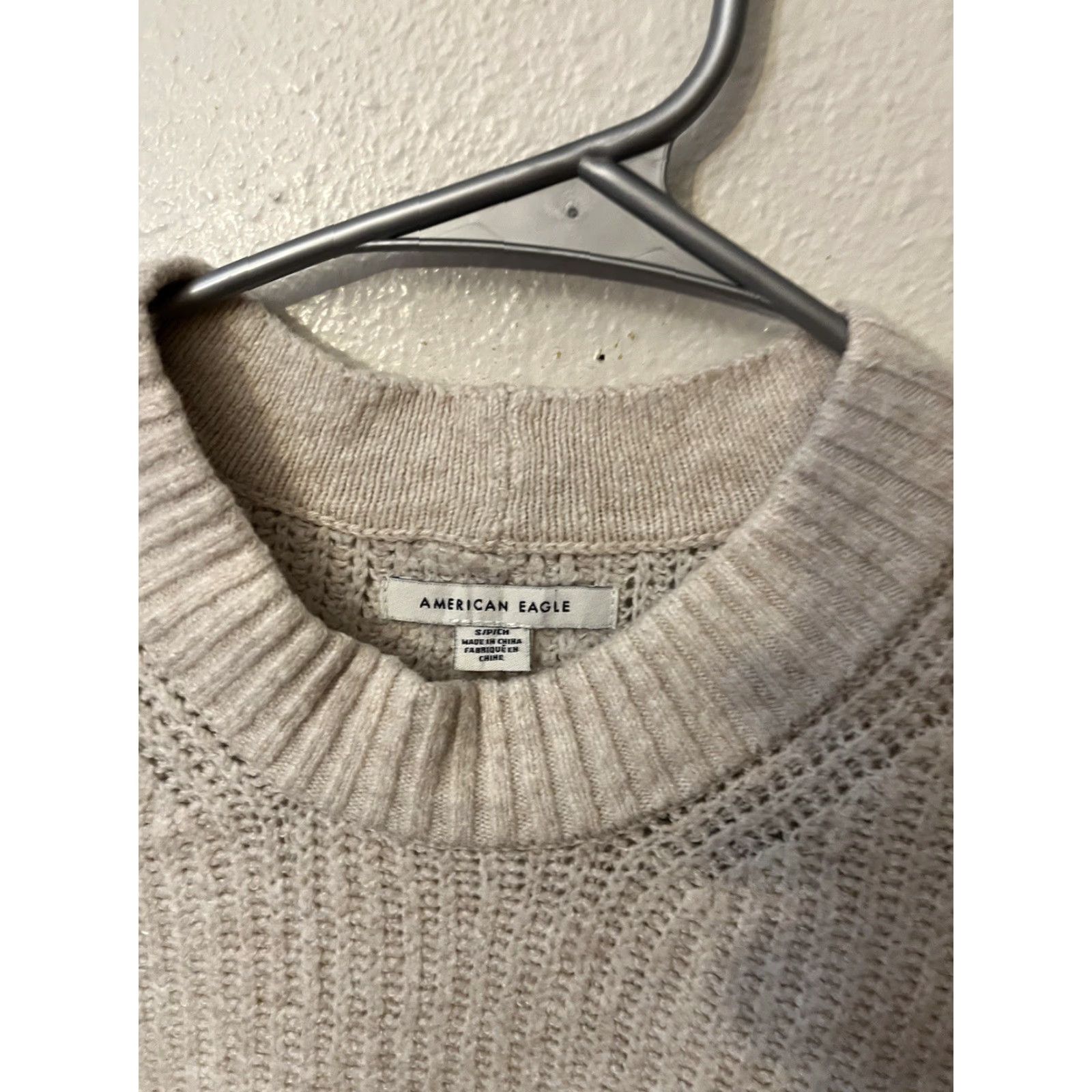 American Eagle Outfitters American Eagle Outfitters Beige Long Sleeve Cable Knit Oversize Sweater- Size Small Women Pullover Crew Neck Size S / US 4 / IT 40 - 3 Thumbnail