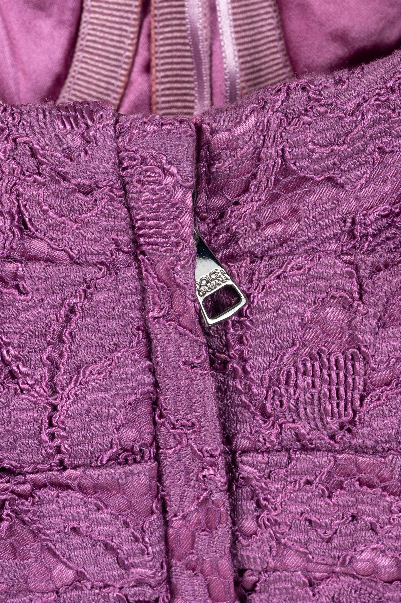 Dolce & Gabbana Dolce & Gabbana Pink Lace-Overlay Silk Strapless Midi Dress Size M / US 6-8 / IT 42-44 - 7 Thumbnail