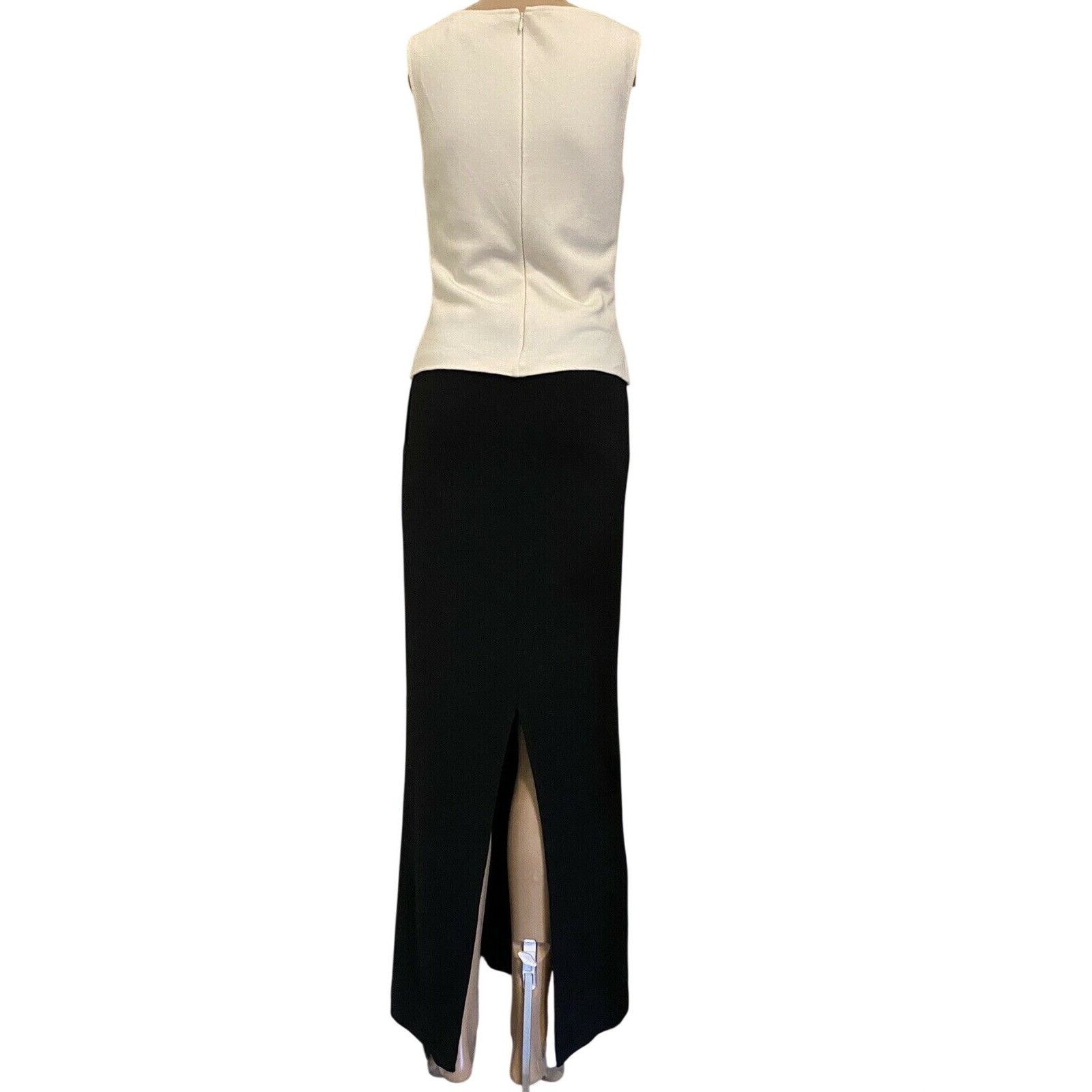St. John $1270 St. St John 4 Maxi Dress Black Ivory Slit Long Milano Size S / US 4 / IT 40 - 3 Thumbnail