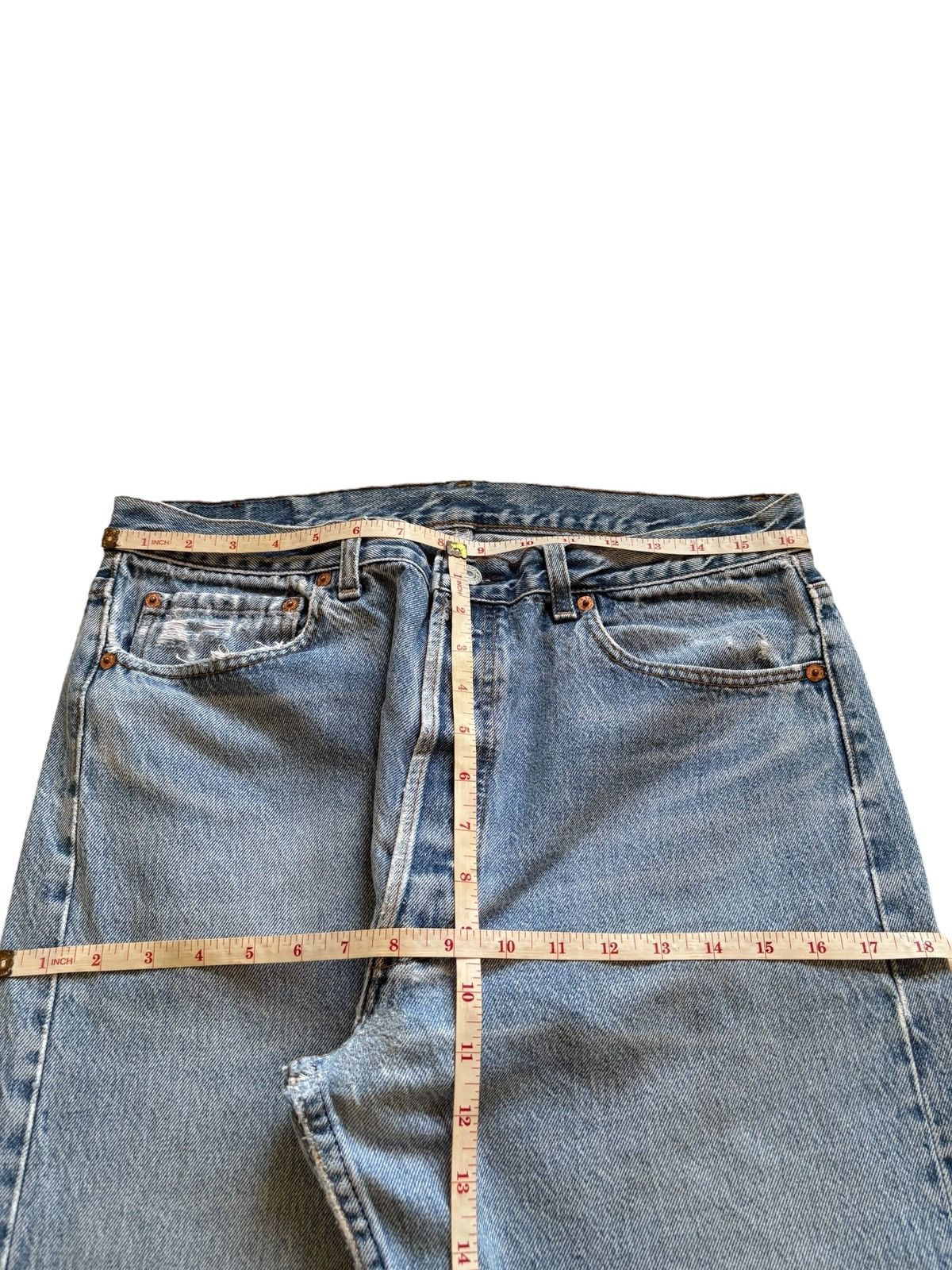 LVC × Levi's × Levi's Vintage Clothing Vintage 90s Levis Blue Wash Distressed Ripped Loose Jeans Size US 33 - 10 Thumbnail