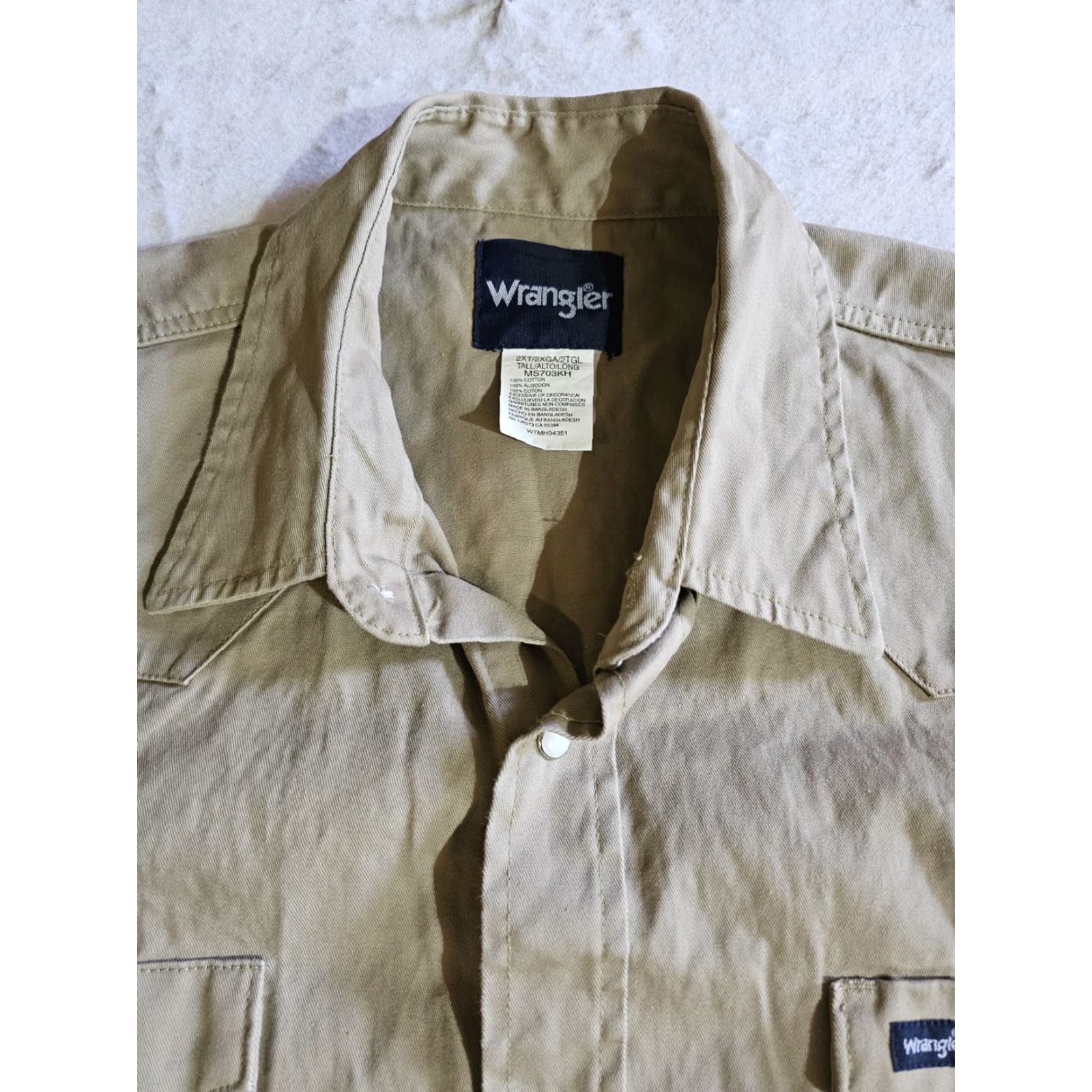 Wrangler VINTAGE Wrangler Khaki Pearl Snap Heavy Canvas Western Work Shirt Mens 2XL Tall Size 2XLT N/A Size US XXL / EU 58 / 5 - 3 Thumbnail