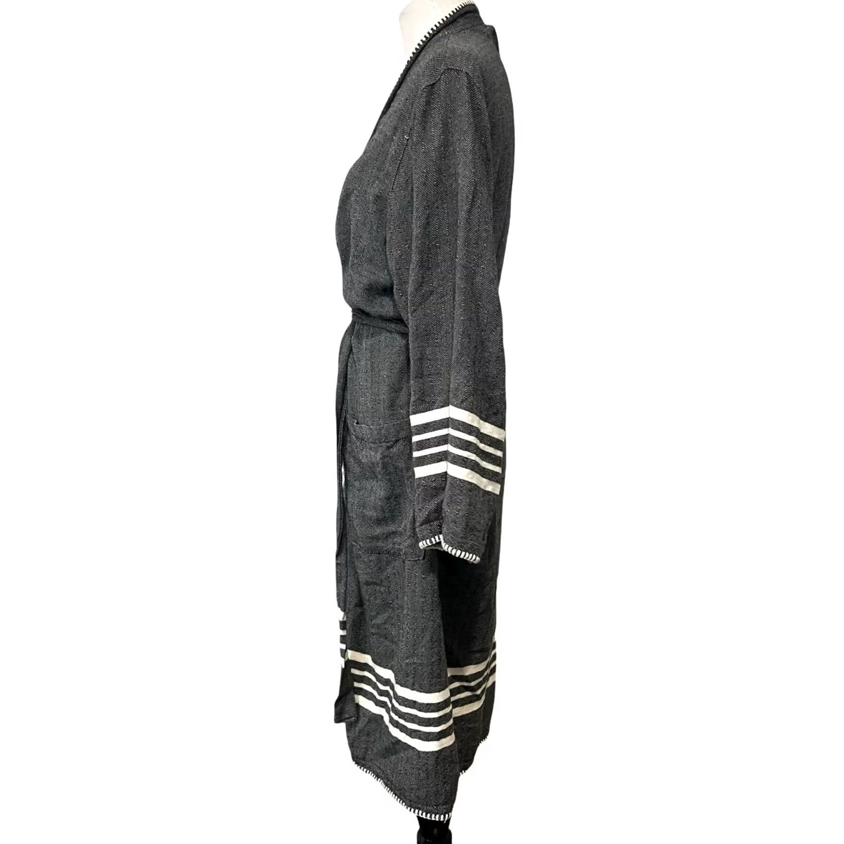 Vintage Buldano Turkish Cotton Robe Kimono Unisex Lightweight Hand-Woven Quick Dry Sz S Gray Size ONE SIZE - 5 Thumbnail