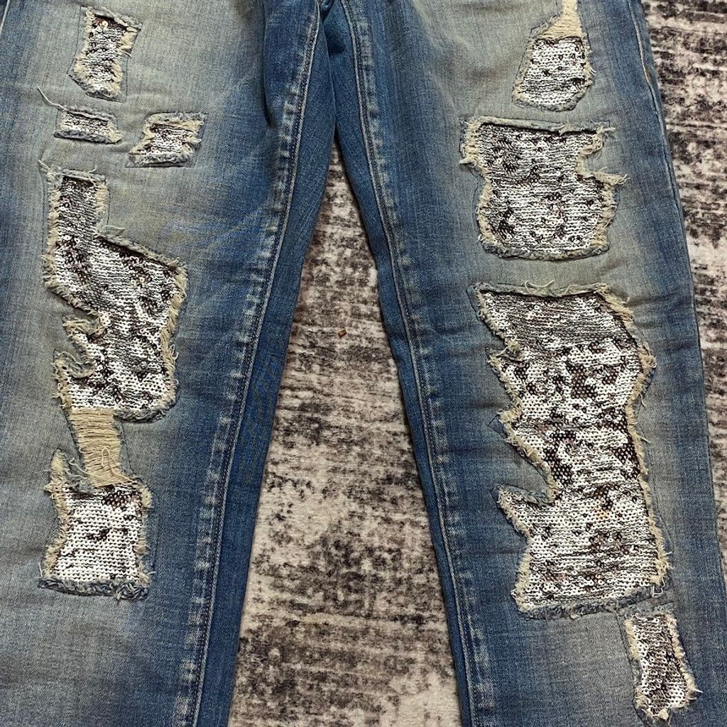 True Religion Women's True Religion Denim Sequin Jeans, Blue, Size 28 Size 26" / US 2 / IT 38 - 6 Thumbnail