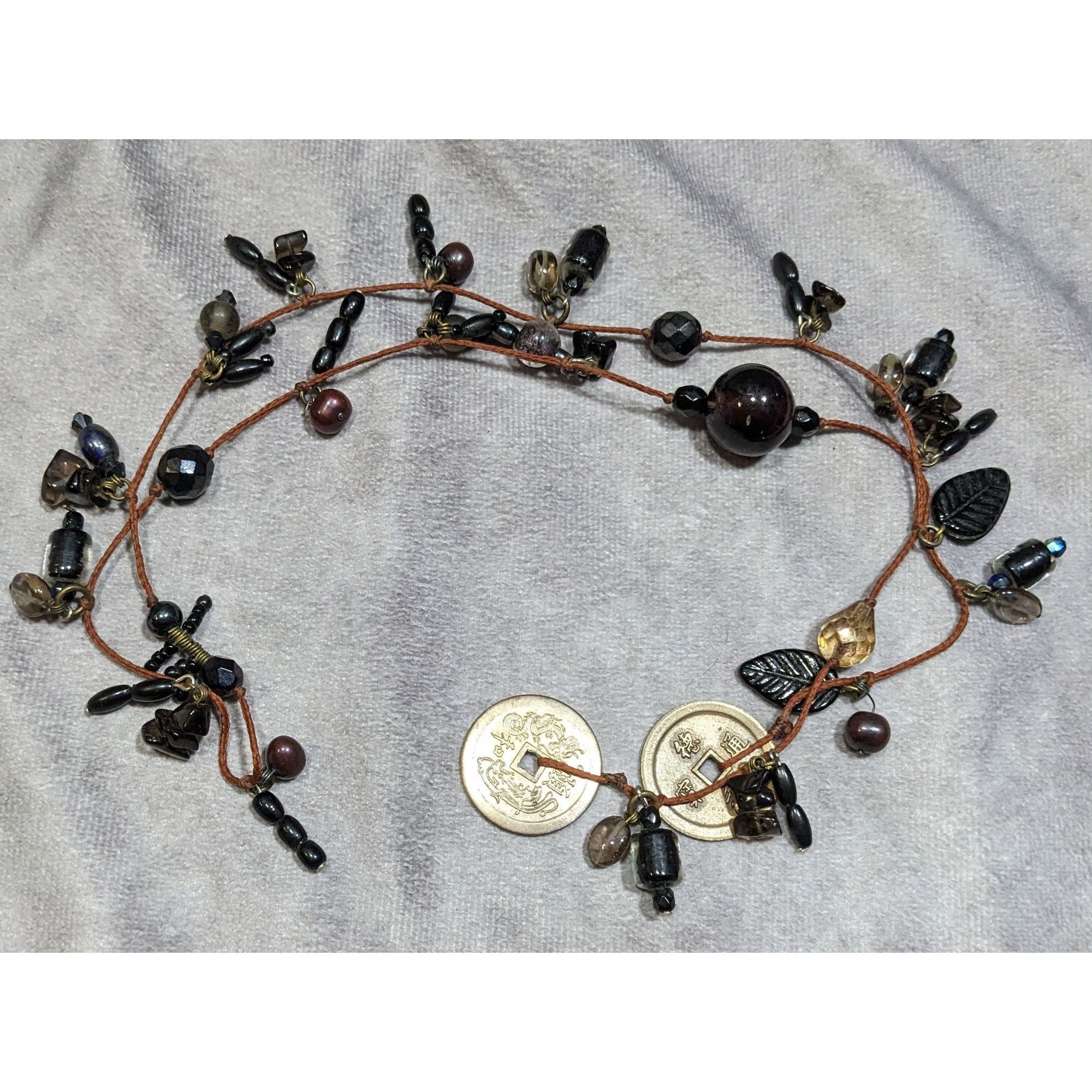 Handmade Handmade Glass Charm Wrap Necklace With Vintage Coin Accents Size ONE SIZE - 6 Thumbnail