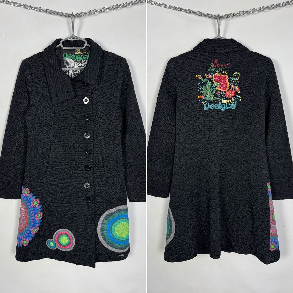 Desigual Desigual Coat Designer Floral Multicolored Print Size 42 Size M / US 6-8 / IT 42-44 - 1 Thumbnail