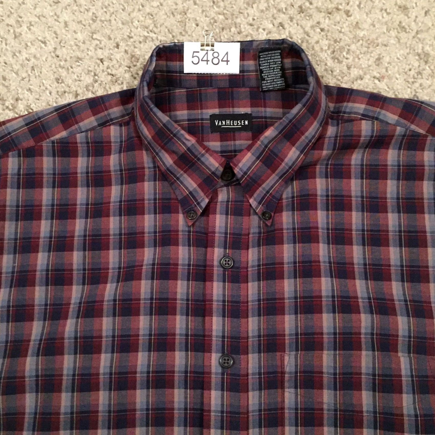 Van Heusen Van Heusen Shirt Mens XL Red Plaid Long Sleeve Button-Up Size US XL / EU 56 / 4 - 3 Thumbnail