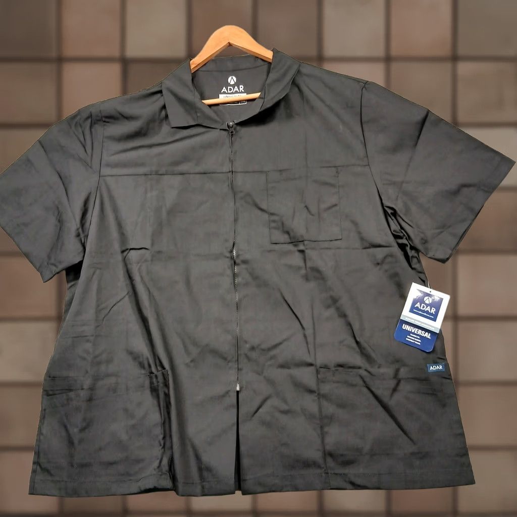 Vintage Adar Universal Scrub Jacket Zip Front Short Sleeve Black Men's 3XL NWT Size US 39 - 1 Thumbnail