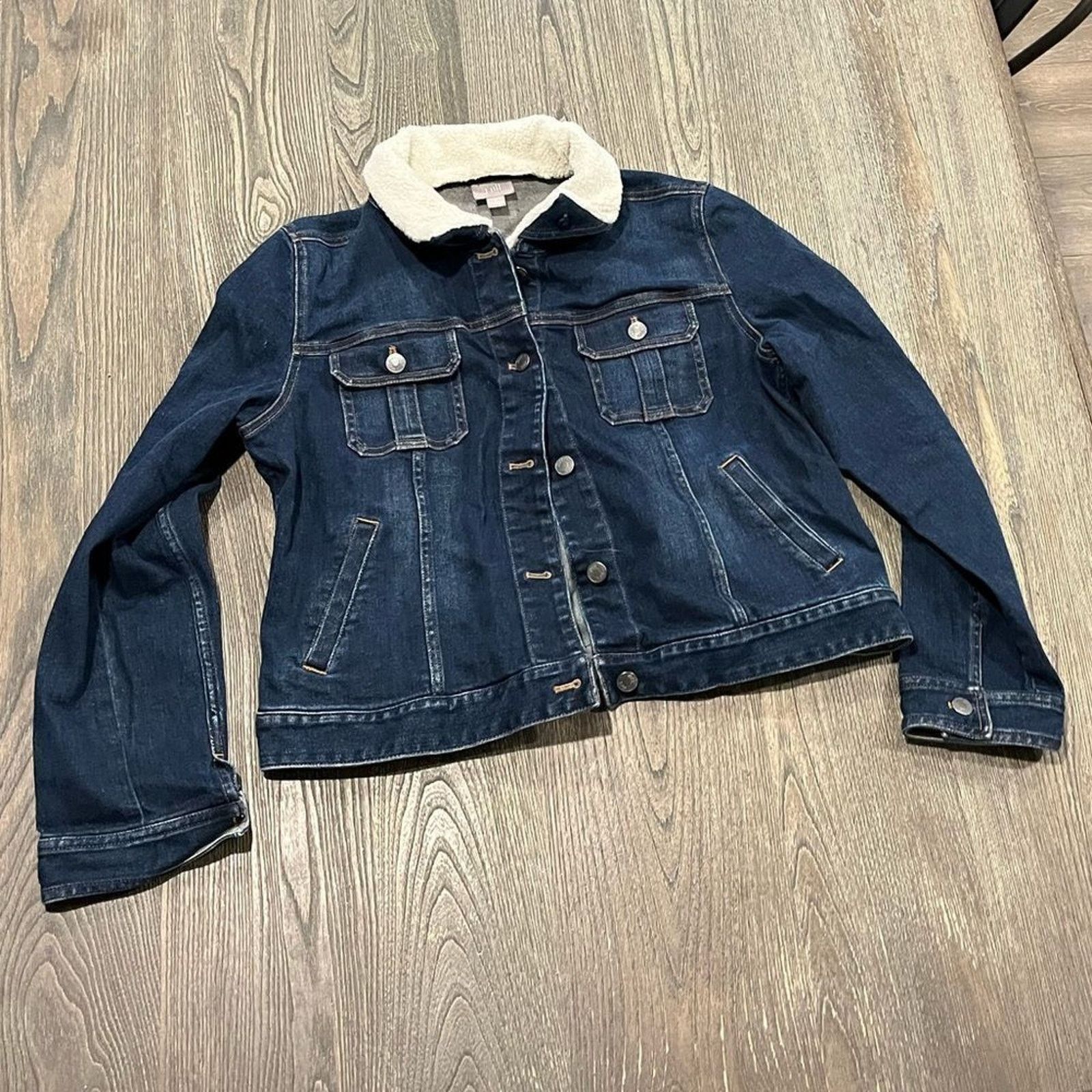 Vintage J.Jill Denim Jacket Button Down Stretch Fleece Faux Size M Size M / US 6-8 / IT 42-44 - 1 Thumbnail