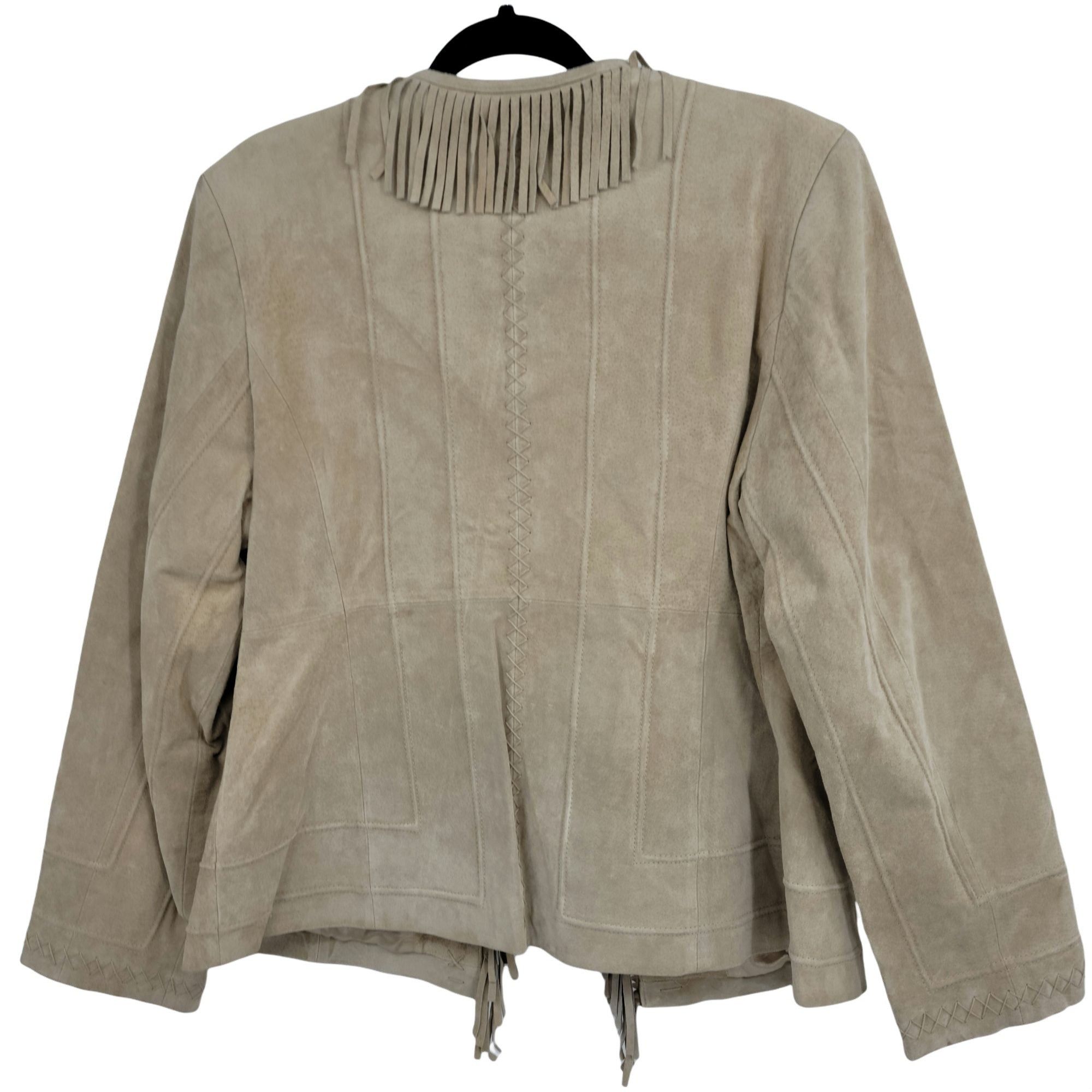 Vintage Vtg 80's Fringed Suede Leather Shacket Jacket Sz L Tan Festi Size L / US 10 / IT 46 - 7 Thumbnail