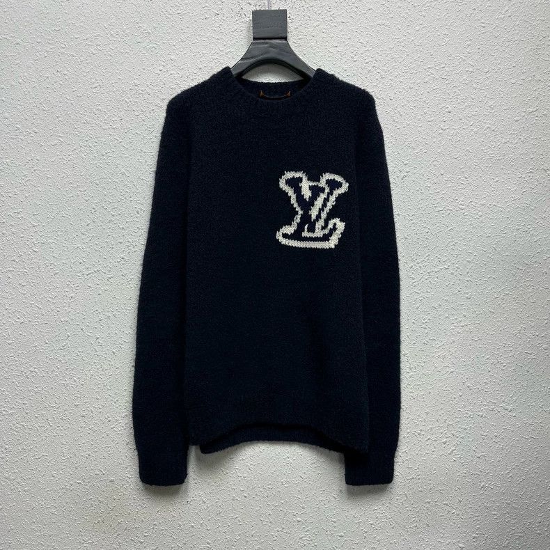 Louis Vuitton Louis Vuitton Navy knit LOGO teddy sweater Size US M / EU 48-50 / 2 - 1 Thumbnail