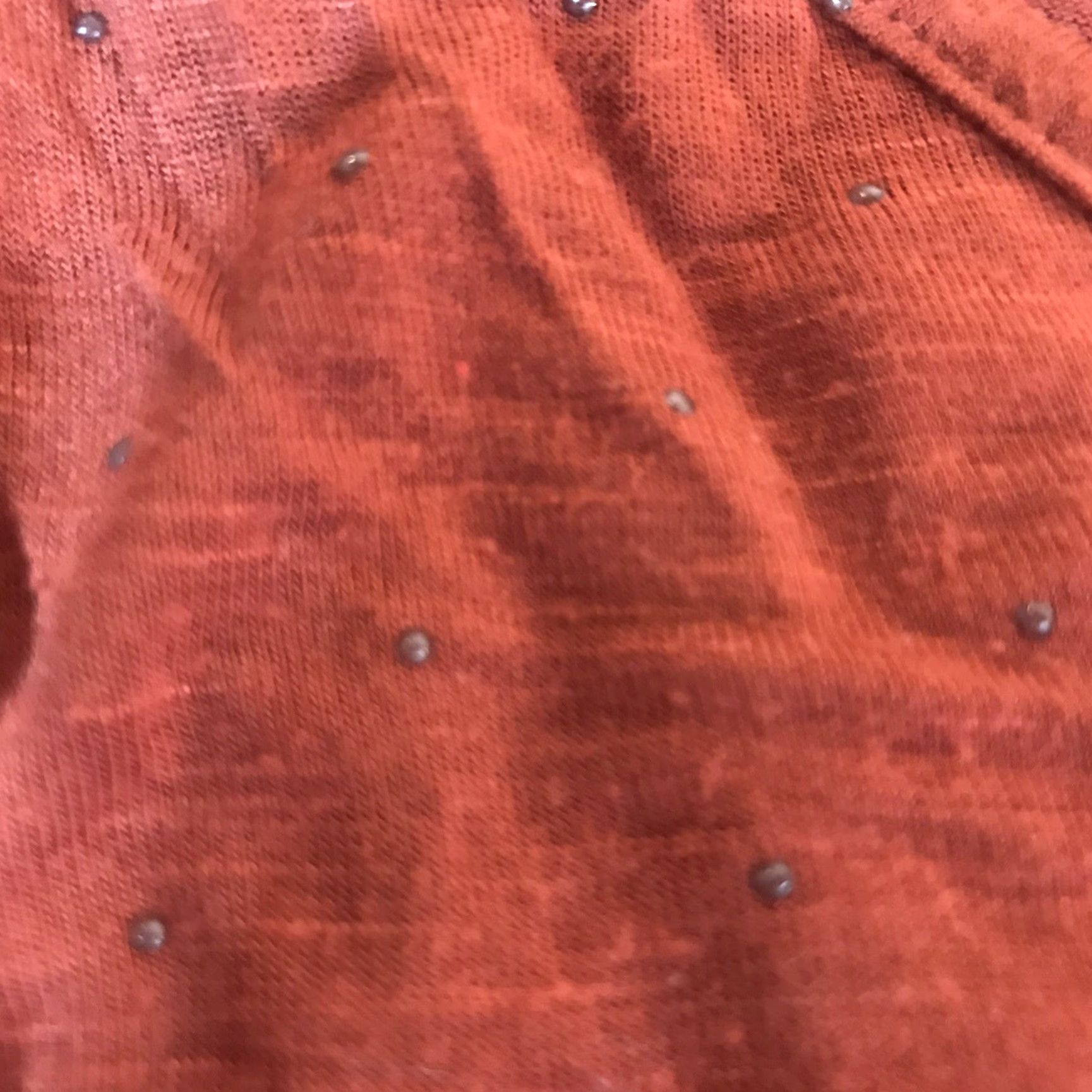 Vintage Evri Burnt Orange Sheer Polka Dot Top Plus Size 3X Short Flutter Sleeve Casual T-Shirt Womens Size XXL / US 16-18 / IT 52-54 - 4 Thumbnail