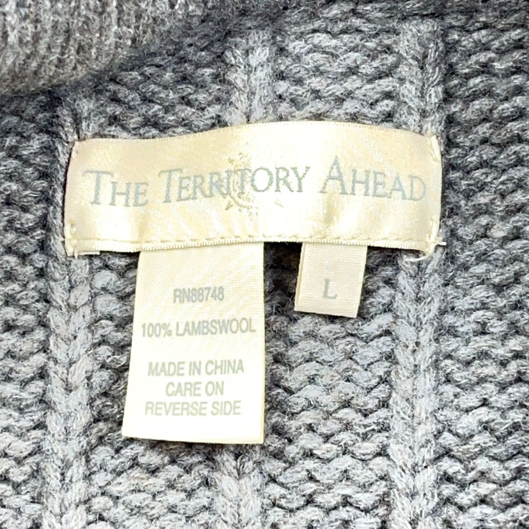 The Territory Ahead Territory Ahead Sweater Men Large Tan Lambswool Full Zip Cardigan Size US L / EU 52-54 / 3 - 3 Thumbnail