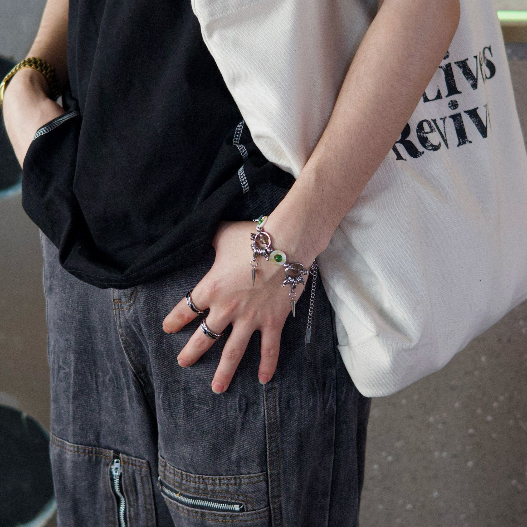 Jewelry Hip-hop Bracelet Y2K Punk Chain Gotch Bracelets Chains Size ONE SIZE - 4 Thumbnail