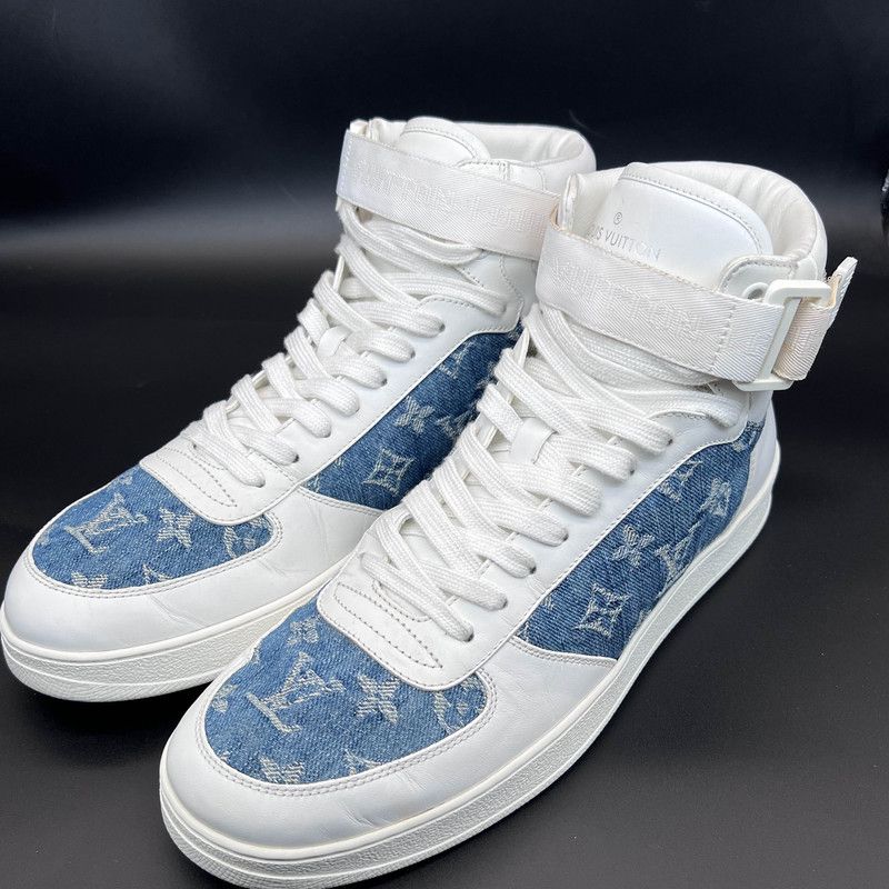 Louis Vuitton Louis Vuitton Rivoli High Top Sneakers in White Blue 0079 Size US 9 / EU 42 - 1 Thumbnail