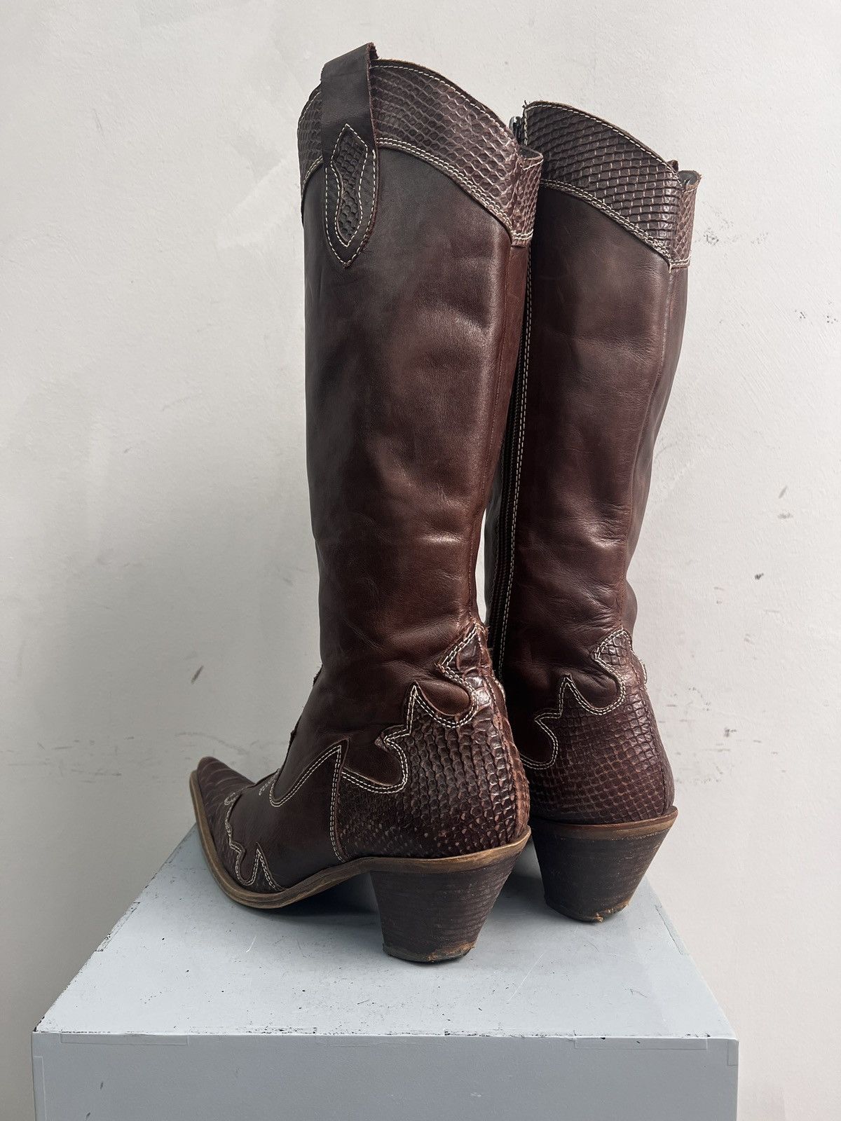 Western Rise If six was nine Brown leather boots western style guidi vibe Size US 7.5 / EU 40-41 - 4 Thumbnail