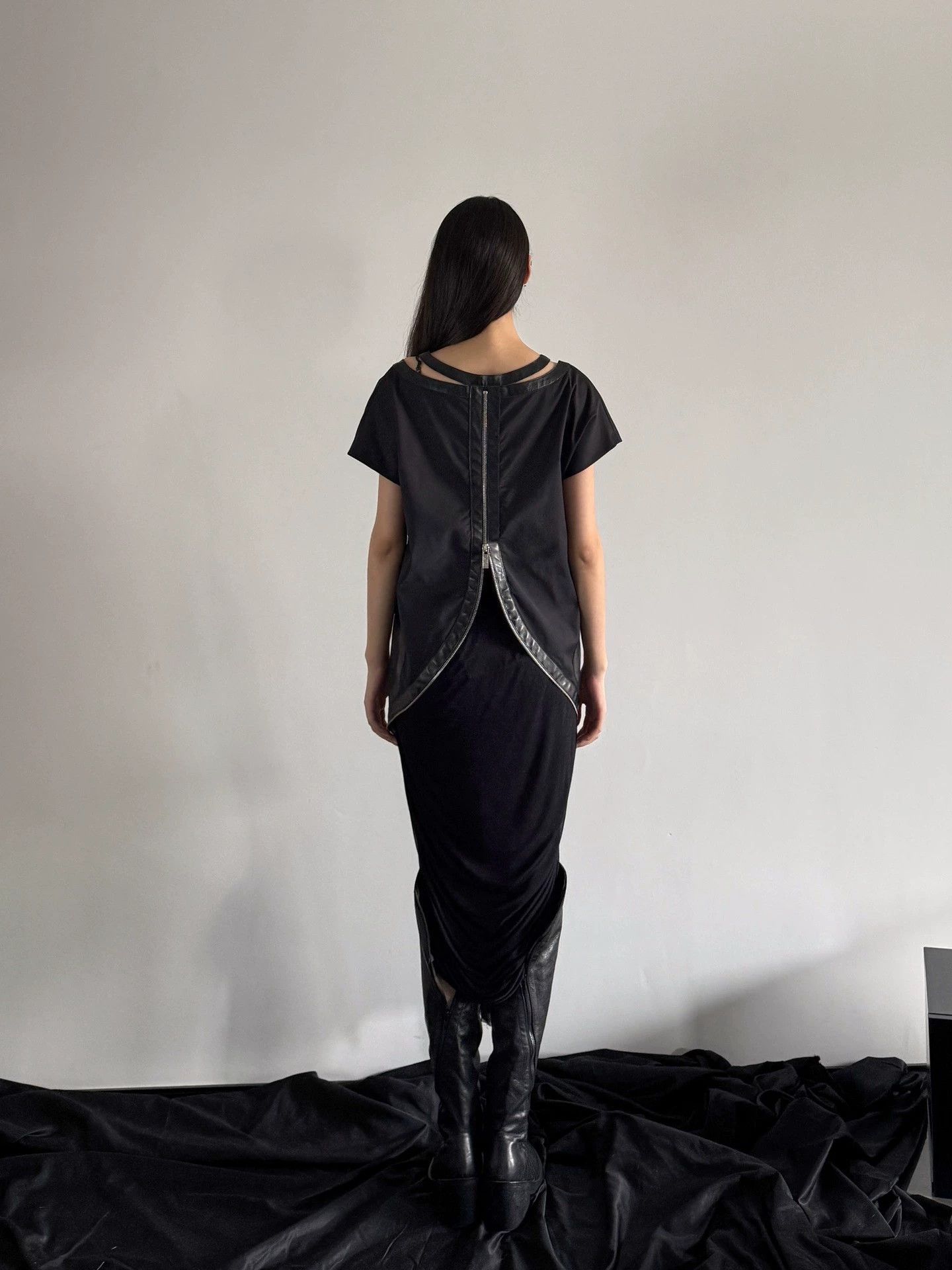 Other Belgian Deconstructed Leather Raglan Zip Short Sleeve Top Size M / US 6-8 / IT 42-44 - 6 Thumbnail