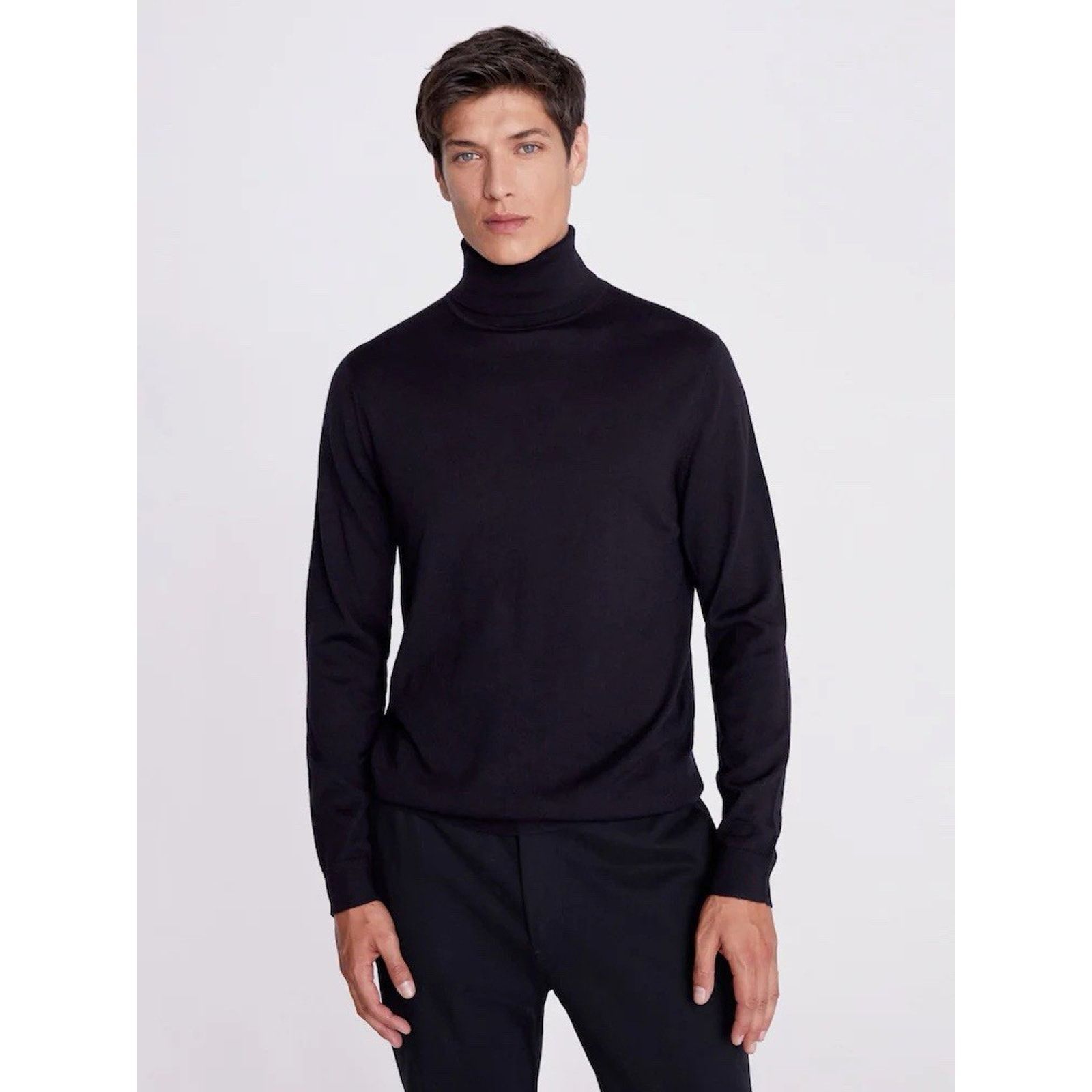 Moss Moss 1851 Navy Blue Turtleneck Merino Wool Turtleneck L Size US XL / EU 56 / 4 - 1 Thumbnail