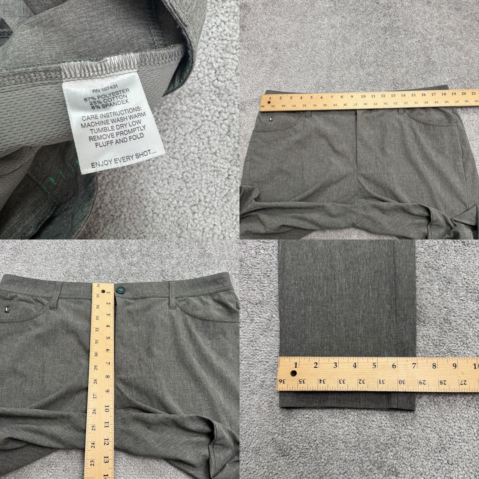Vintage Linksoul Straight Leg Chino Pants Men 35R Gray Flat Front Casual Classic Modern Fit Regular Size 35 Mens Size US 35 - 8 Thumbnail