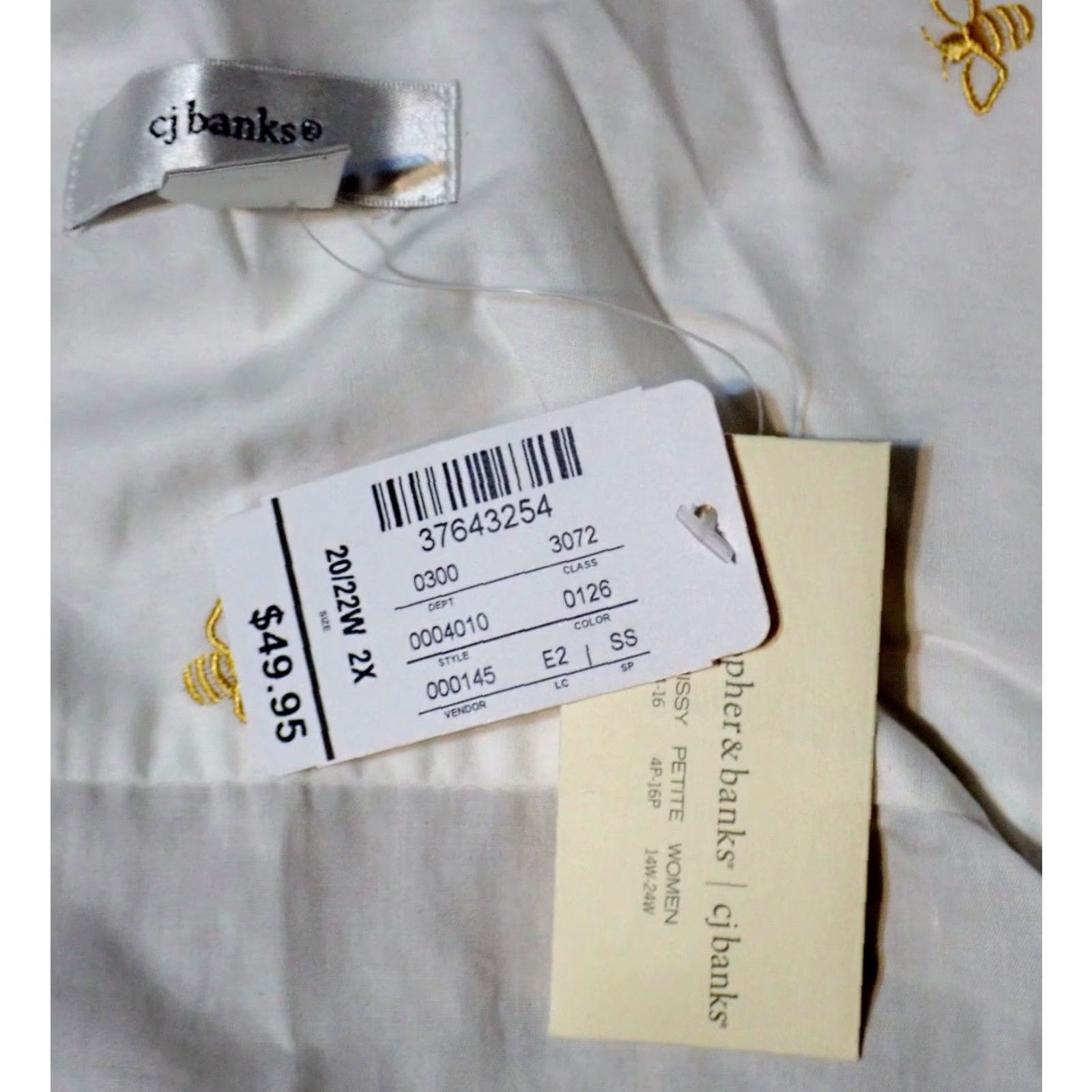 Vintage VINTAGE CJ Banks White Button Front Shirt Embroidered Honey Bees Womens 3X 2X? Size XXL / US 16-18 / IT 52-54 - 5 Thumbnail