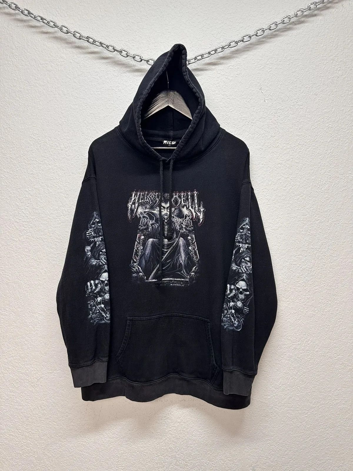 Band Tees Vintage Hoodie Welcome To Well Gothic Punk Wild 90s skull Size US XL / EU 56 / 4 - 2 Thumbnail