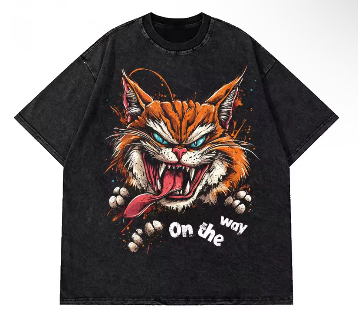Japanese Brand Vintage Goth Fierce Cat Print Washed Short Sleeve TShirt Size US XXL / EU 58 / 5 - 1 Thumbnail