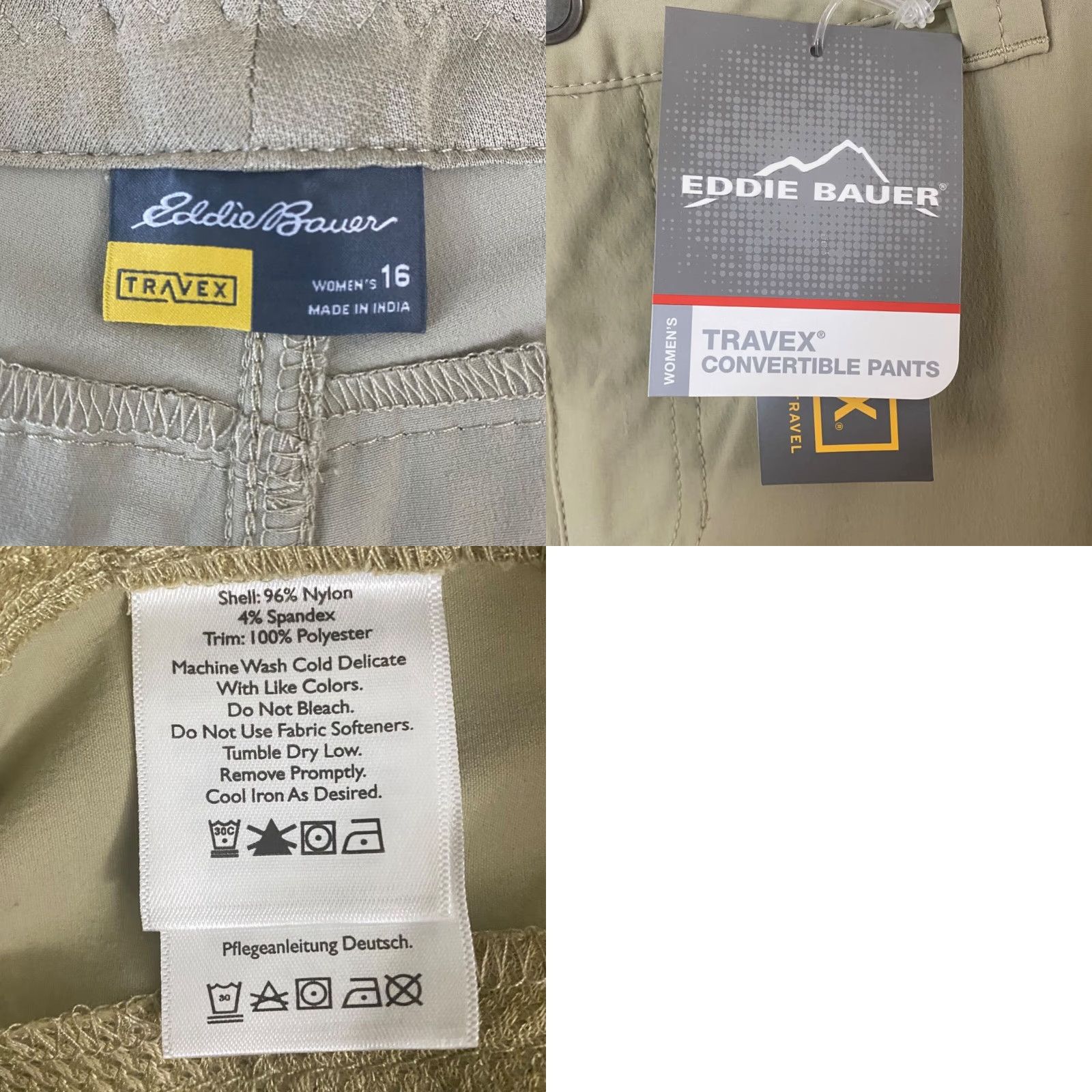 Eddie Bauer Eddie Bauer Travex Convertible Pants Womens Size 16 Tan Nylon Stretch Hiking New Size 38" / US 16 / IT 52 - 8 Thumbnail