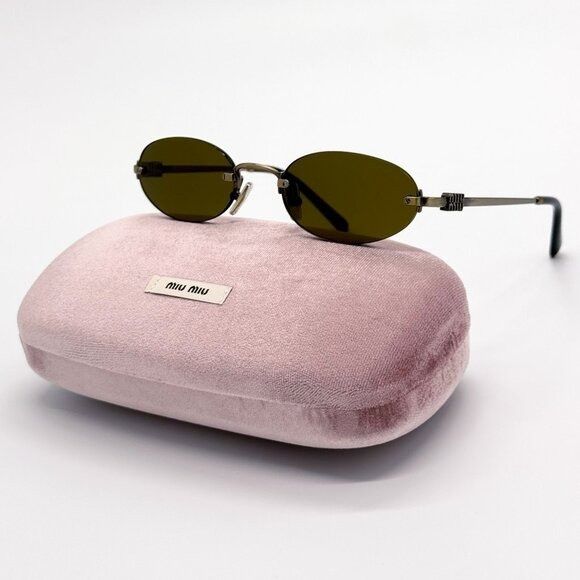Miu Miu NEW MIU MIU SUNGLASSES MUA54S 26C09Z OVAL GOLD WOMEN MU A54S Size ONE SIZE - 1 Thumbnail