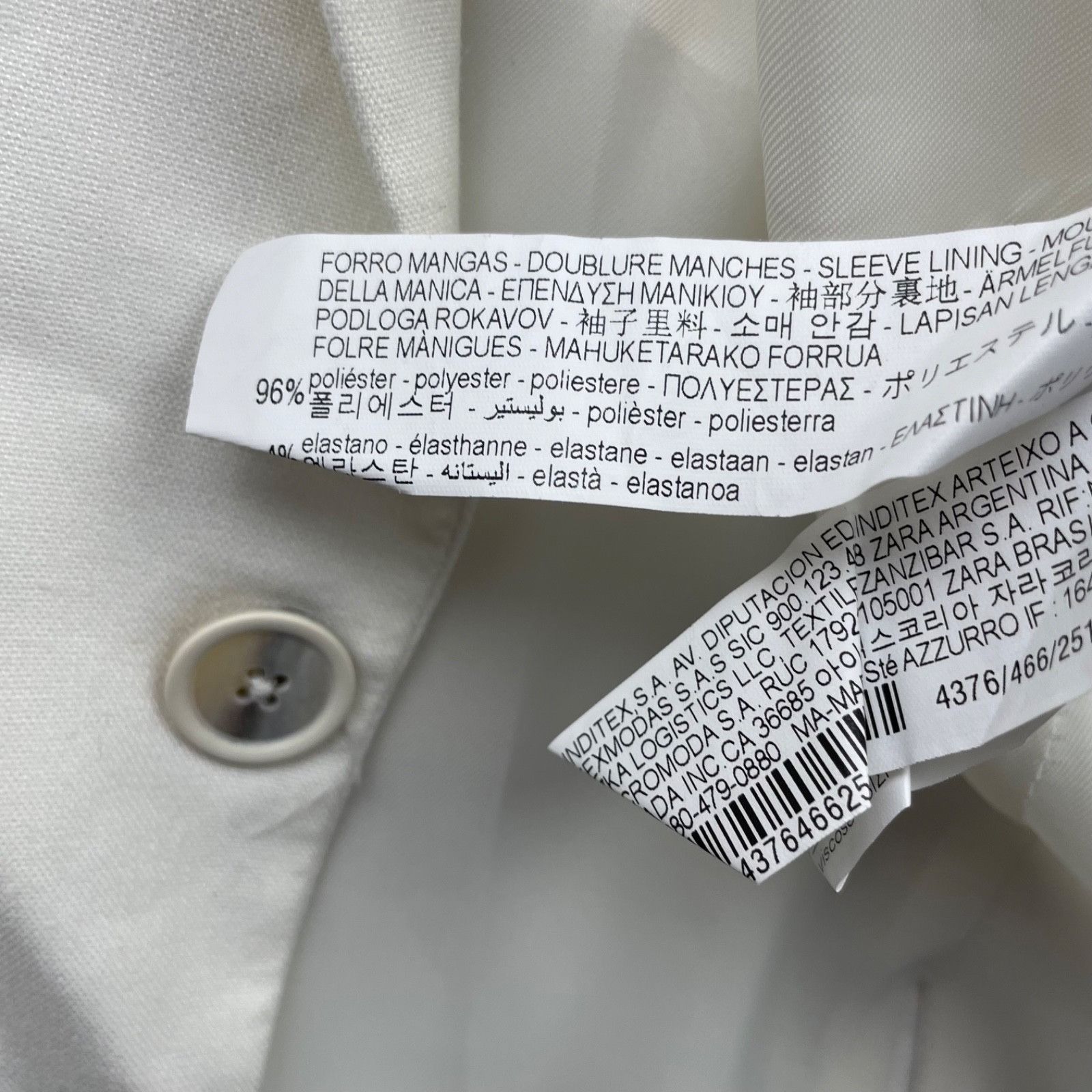 Zara Zara Men's Performance Slim Fit 1-Button Blazer White • 36R Size 36R - 6 Thumbnail