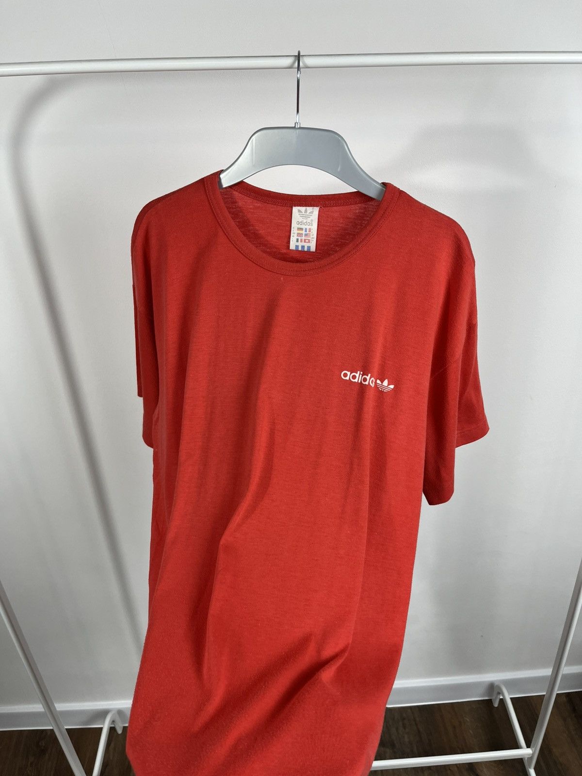 Adidas × Vintage Vintage Adidas Trefoil Red T-Shirt Made in Yugoslavia L Size US L / EU 52-54 / 3 - 5 Thumbnail