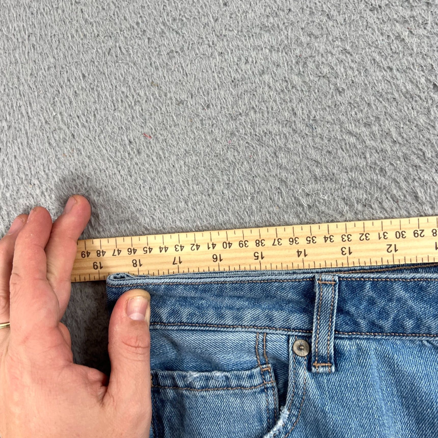 Vintage American Eagle Jeans Womens 18 Short Blue Curvy Mom Jean Stretch Distressed Size 40" / US 18 - 5 Thumbnail