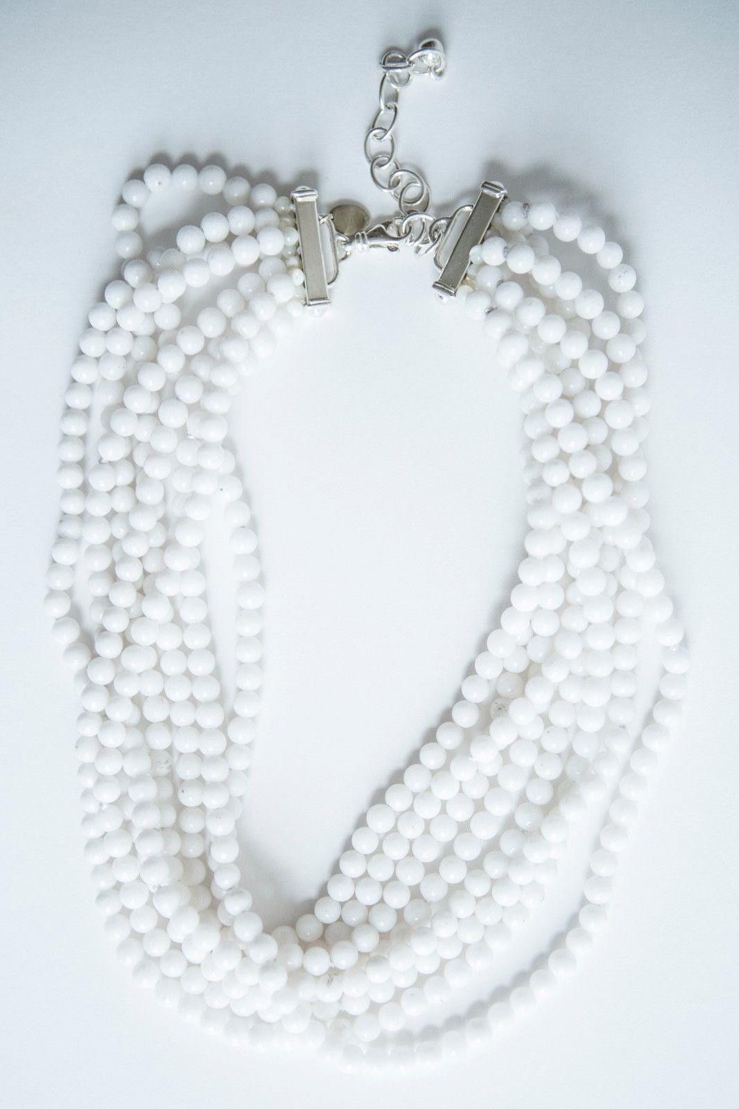 Designer White Jade Beaded Multi Strand Torsade Necklace Size ONE SIZE - 1 Thumbnail