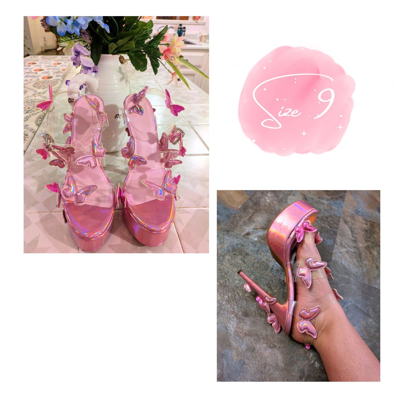 Dolls Kill Dolls Kill Sugar Thrillz "Sweet Butterfly Baby" Pink Heels Size US 9 / IT 39 - 1 Thumbnail