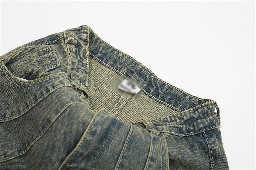 Vintage American retro distressed washed curved jeans for men Size US 32 / EU 48 - 4 Thumbnail