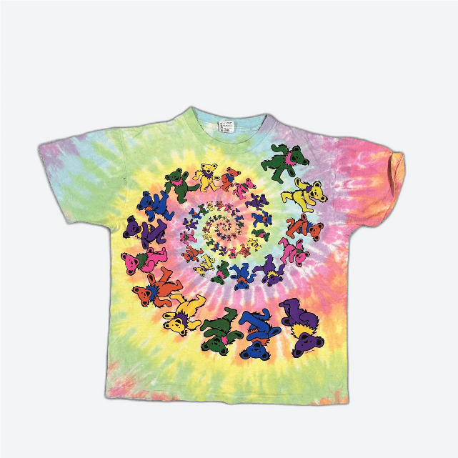 Anvil Vintage 80s Grateful Dead Dancing Bears Liquid Blue Tie-Dye T-Shirt Size US L / EU 52-54 / 3 - 1 Thumbnail
