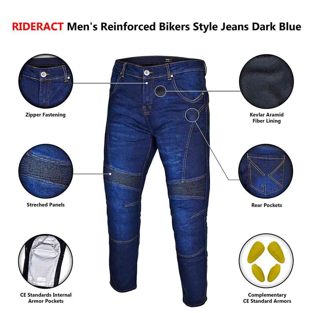 Jean Men's Motorbike Pants Dark Blue Biker Jeans Size US 32 / EU 48 - 4 Thumbnail