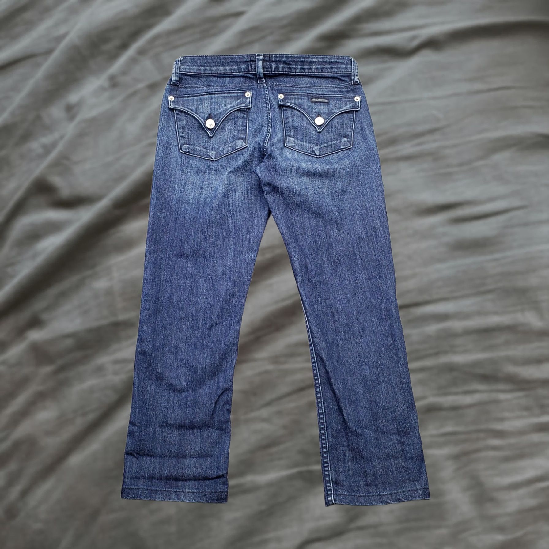 Hudson Hudson Womens 25 Blue Denim Stretch Whiskered Flat Front 5-Pockets Design Jeans Size 42" / US 20 - 1 Thumbnail
