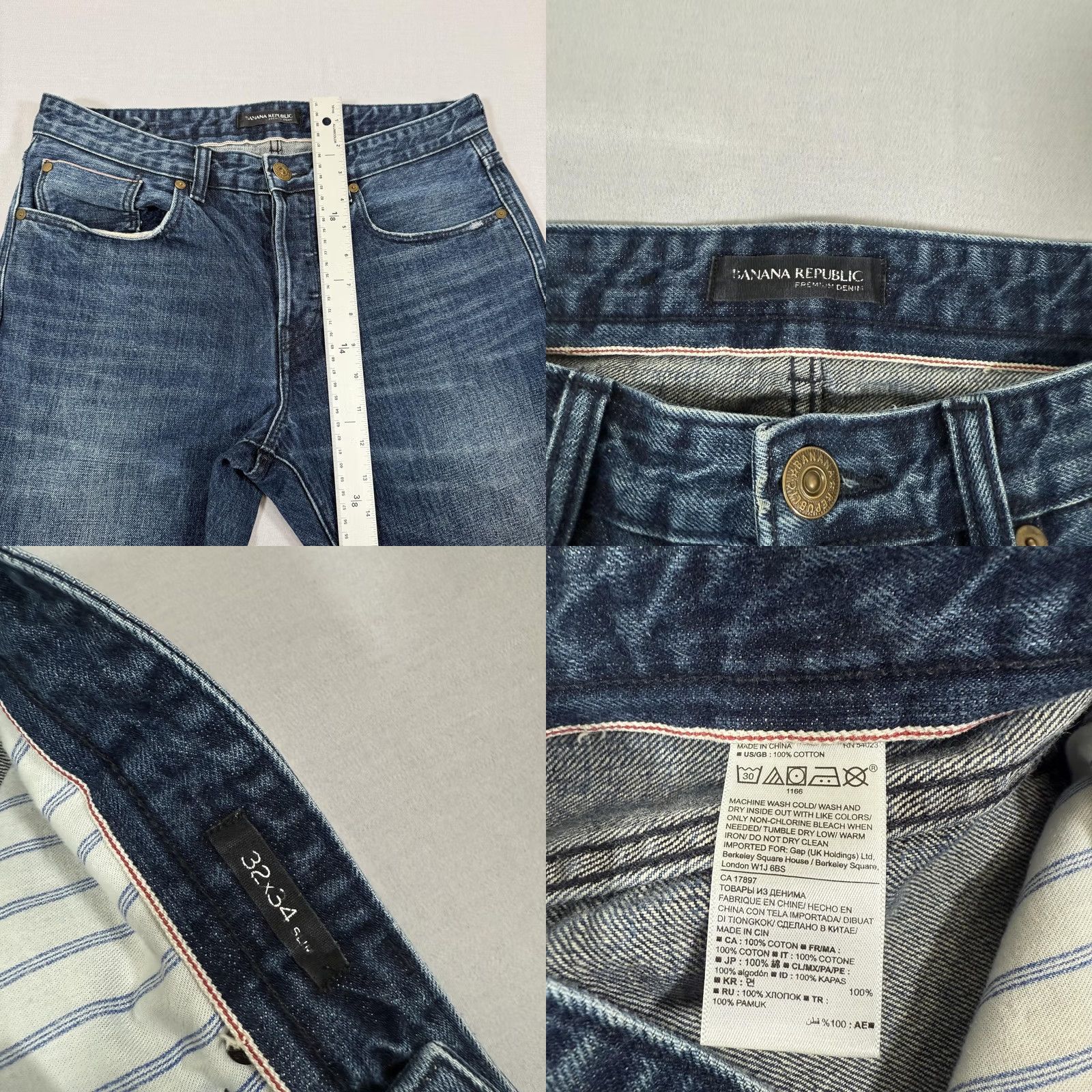 Banana Republic Banana Republic Mens Jeans 32x34 Blue Slim Fit Denim Pants Selvedge Work Size US 32 / EU 48 - 9 Thumbnail